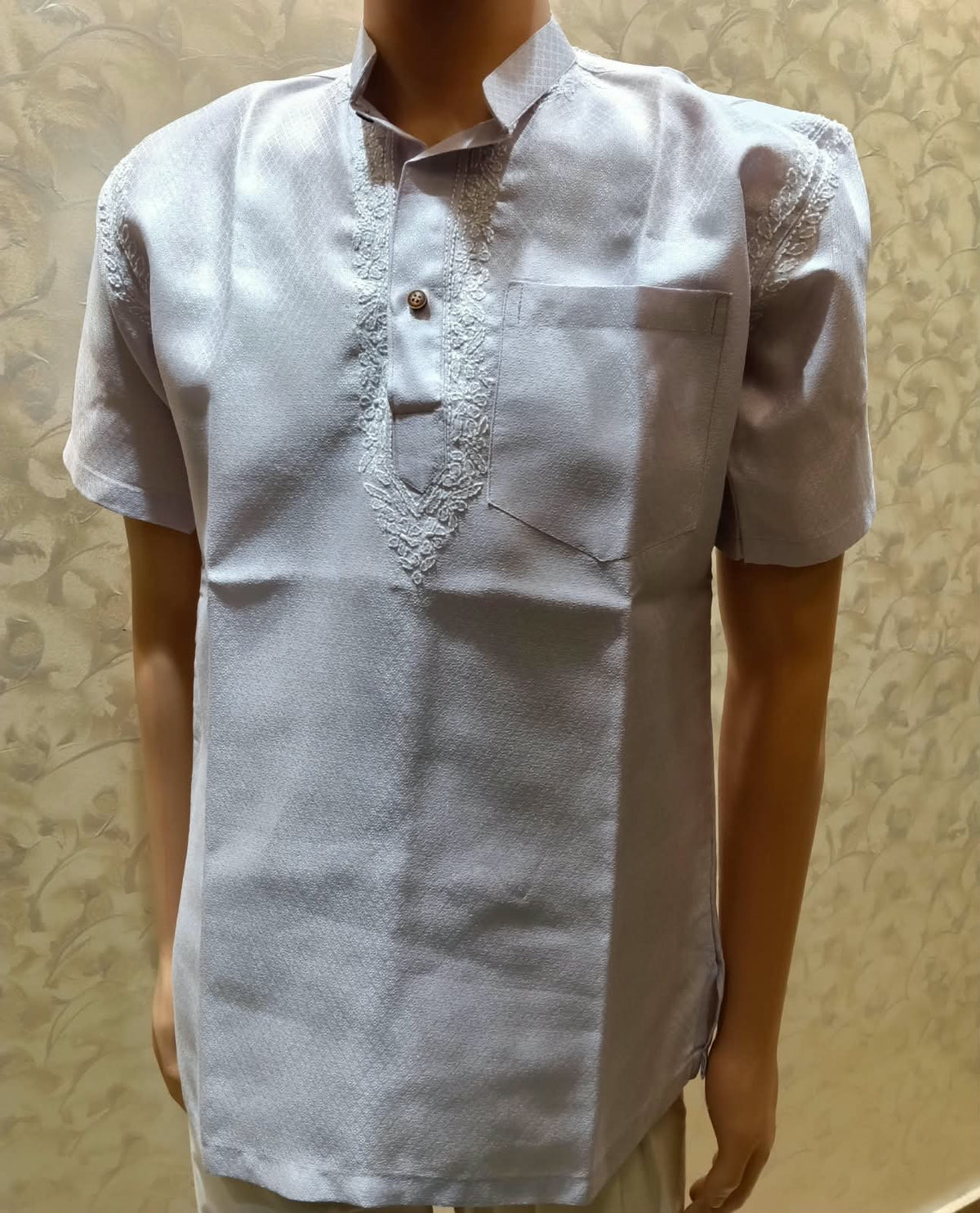 Nice Hand Chikankari Cotton Short Kurta Light Lavender Colour LUCKNOW CHIKAN EMPORIUM.