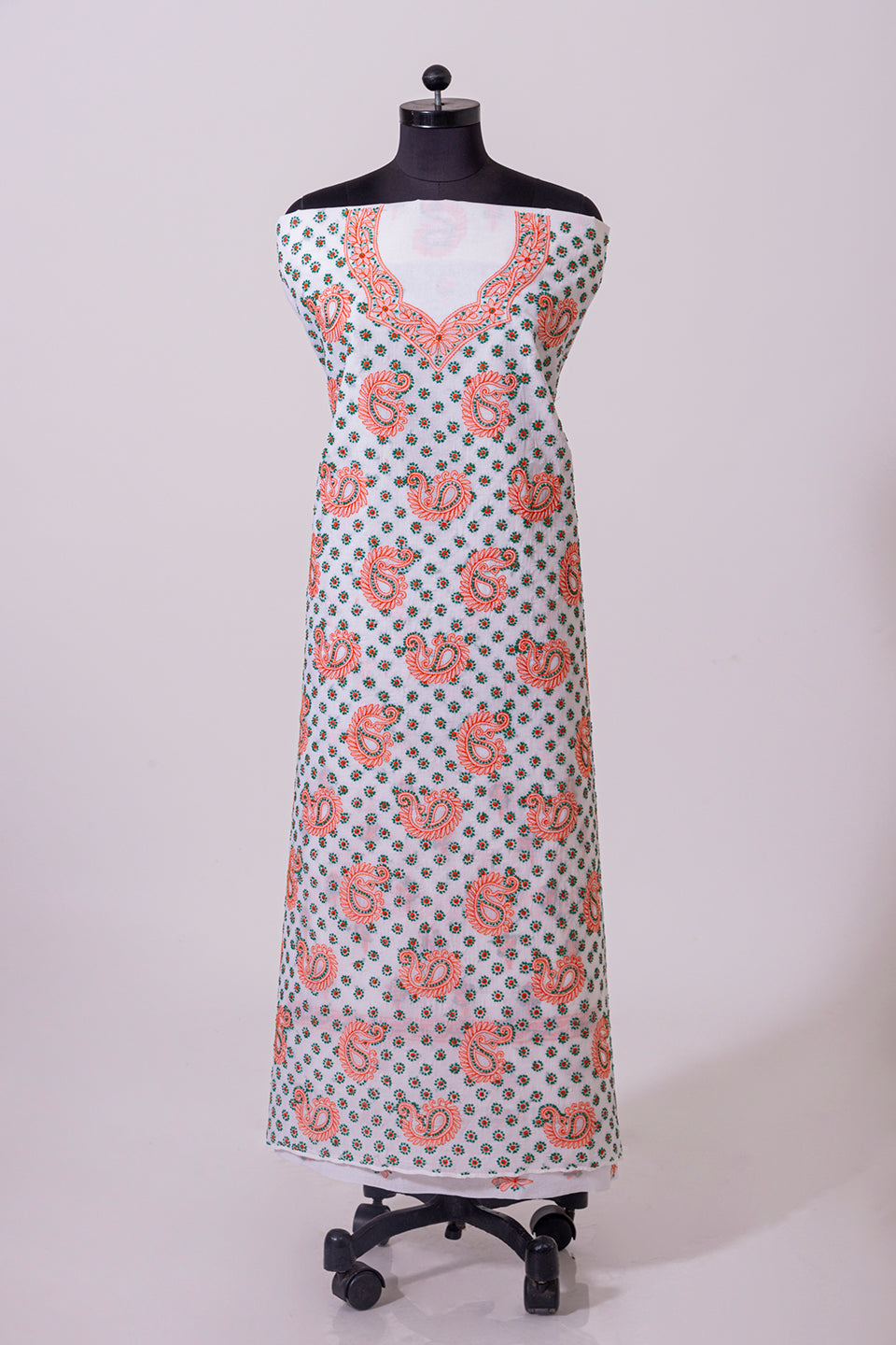 Lucknowi Chikankari white cotton Unstiched suit material