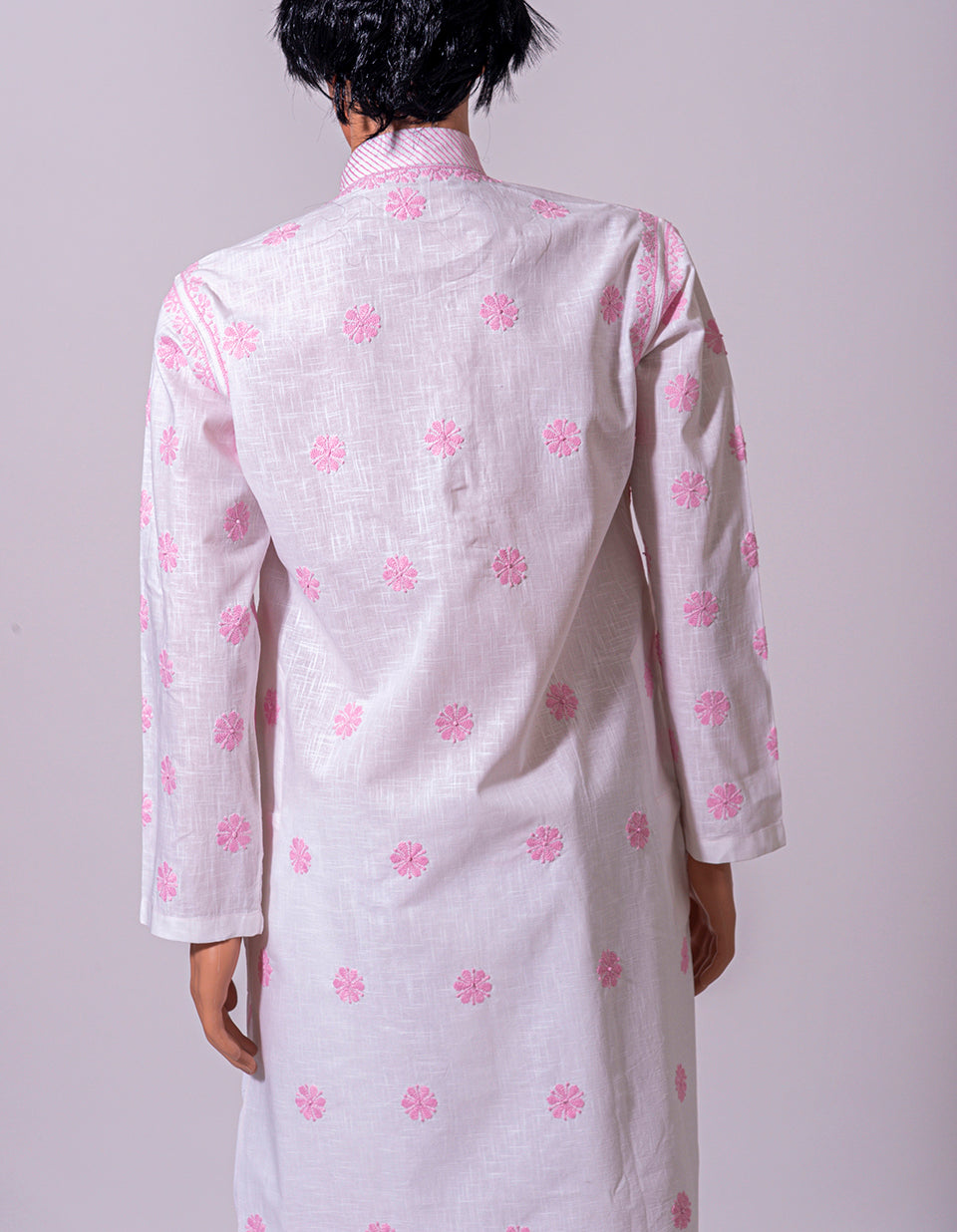Pink Cotton Linen Lucknow Chickan Emporium Mens Kurta