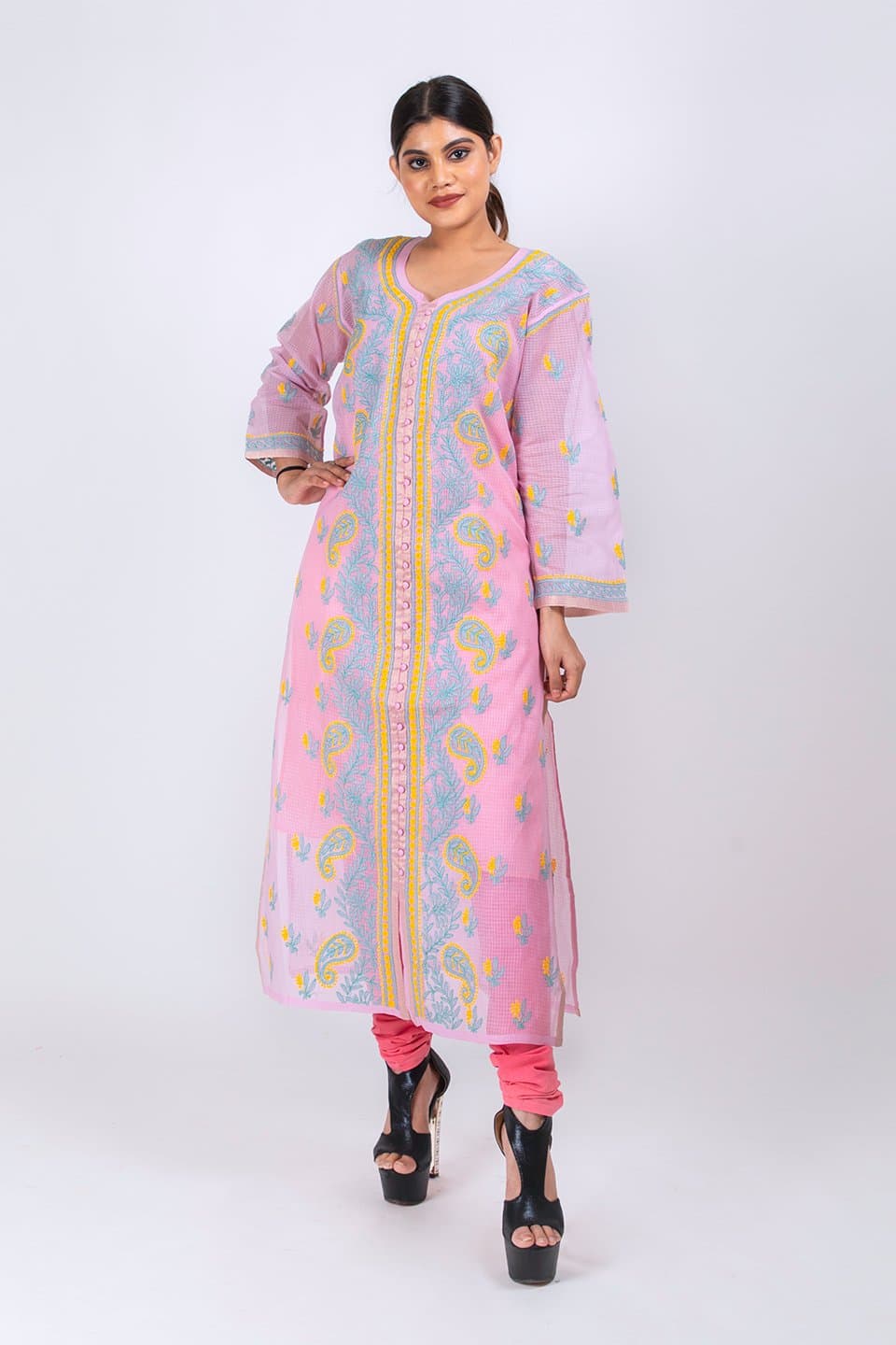 Lucknow Chikan Emporium Hand Chikankari Kurti (Elegant Kota)