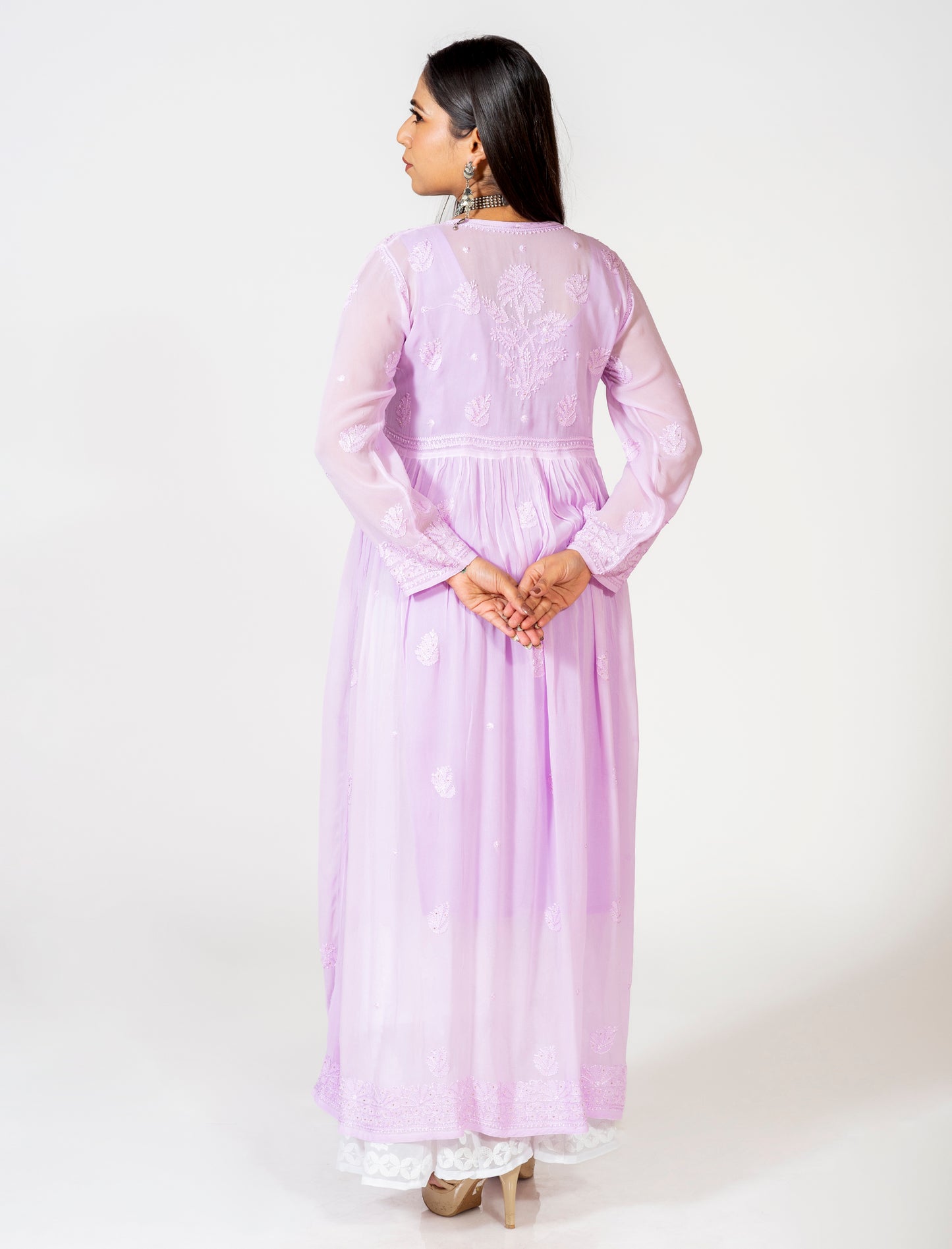 Lucknow Chikan Emporium Skin Friendly Viscose Chikankari Kurti Nice Purple Colour.