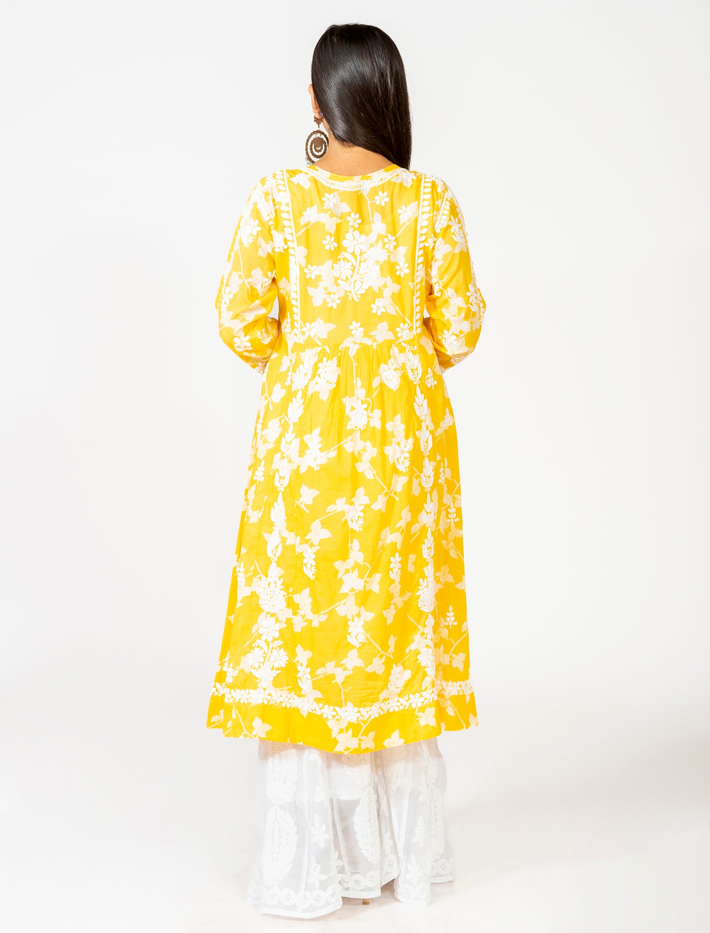 Lucknow Chikan Emporium Skin Friendly Mul Mul Chikankari Kurti Nice Yellow Colour.