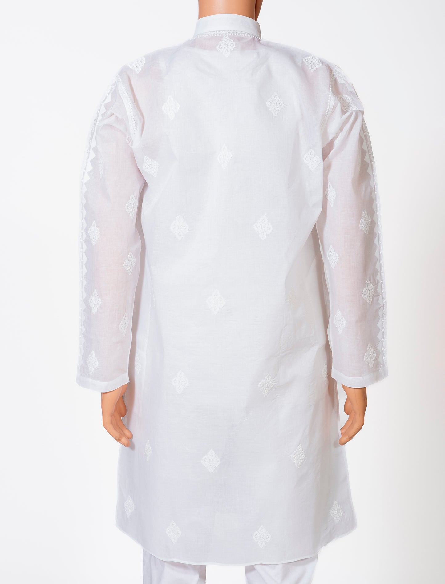Soft Cotton White Gents Kurta Hand Embroided Chikankari Lucknow Chikan Emporium