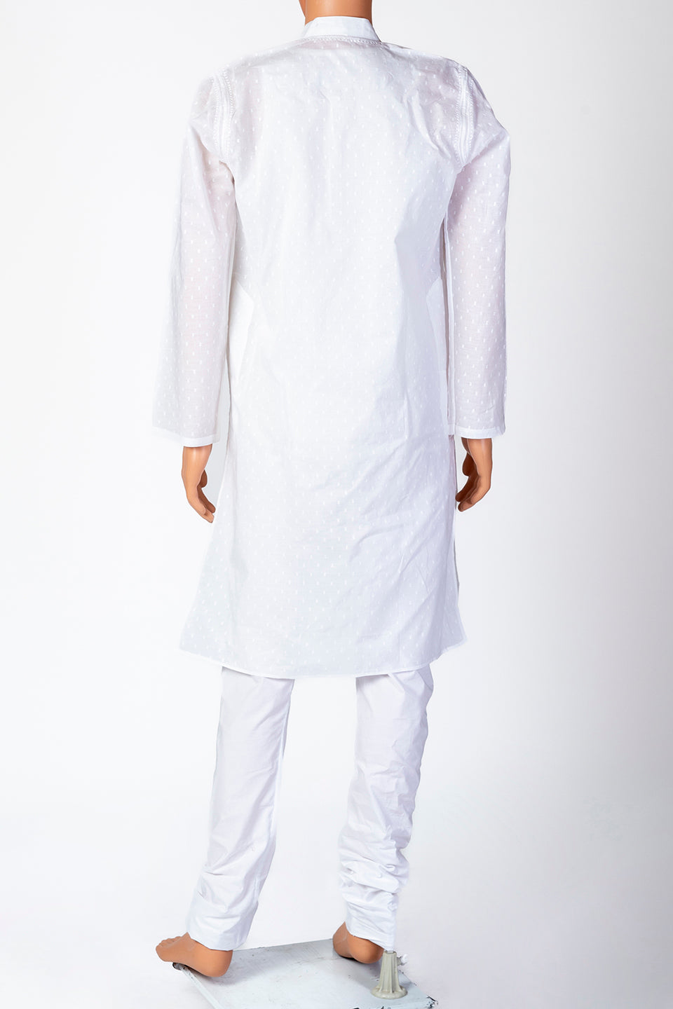 Lucknow Chikan Emporium Cotton White Colour Gents Kurta Fancy Hand Chikankari.