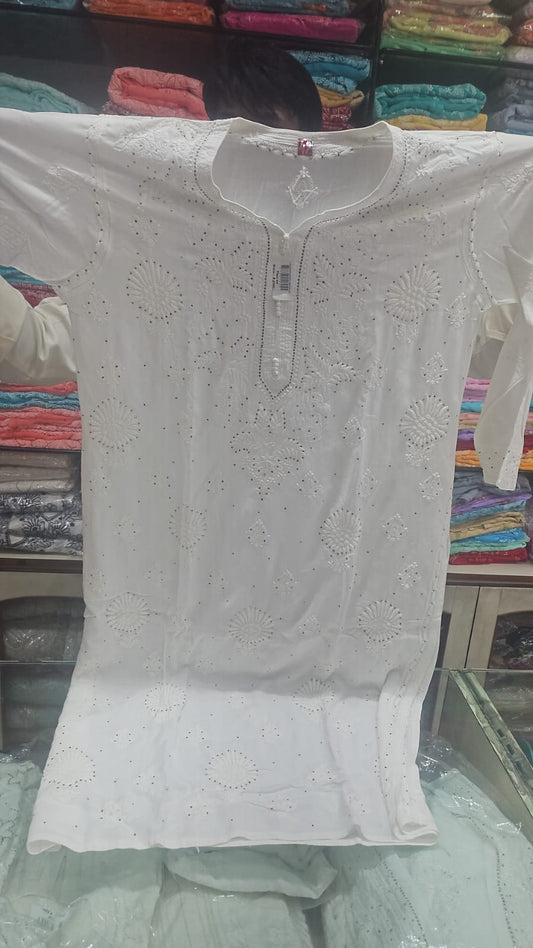 Long Kurti chikankari work all over