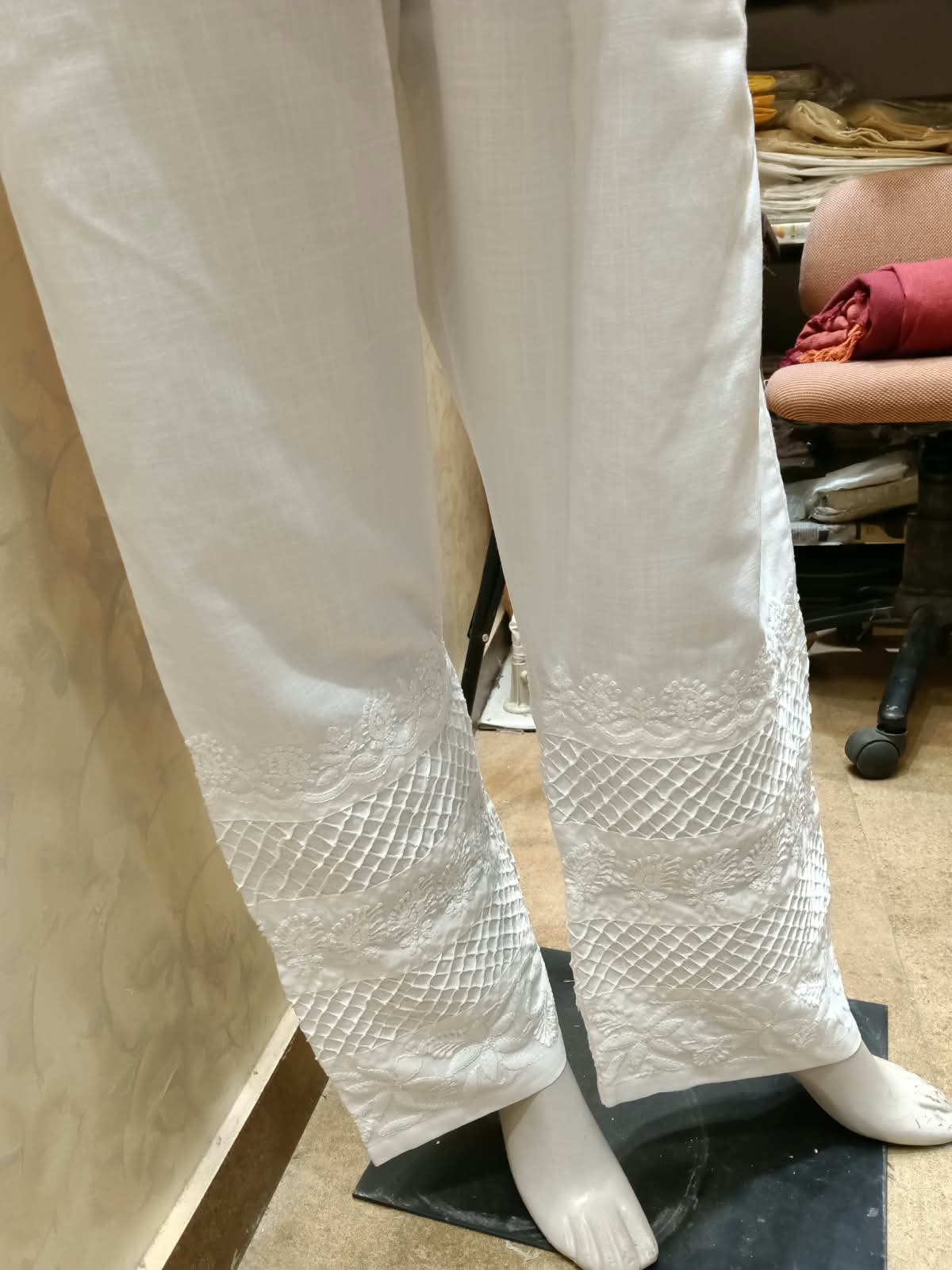 Lucknow Chikan Emporium Hand Chikankari soft skin friendly cotton white palazzo
