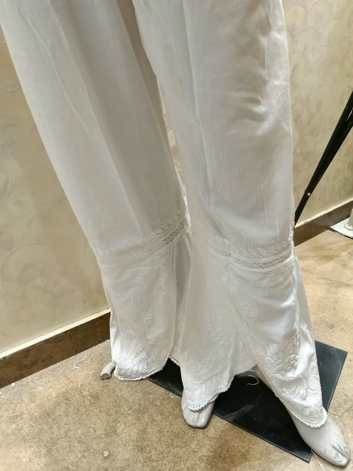 Lucknow Chikan Emporium Hand Chikankari soft skin friendly cotton white palazzo
