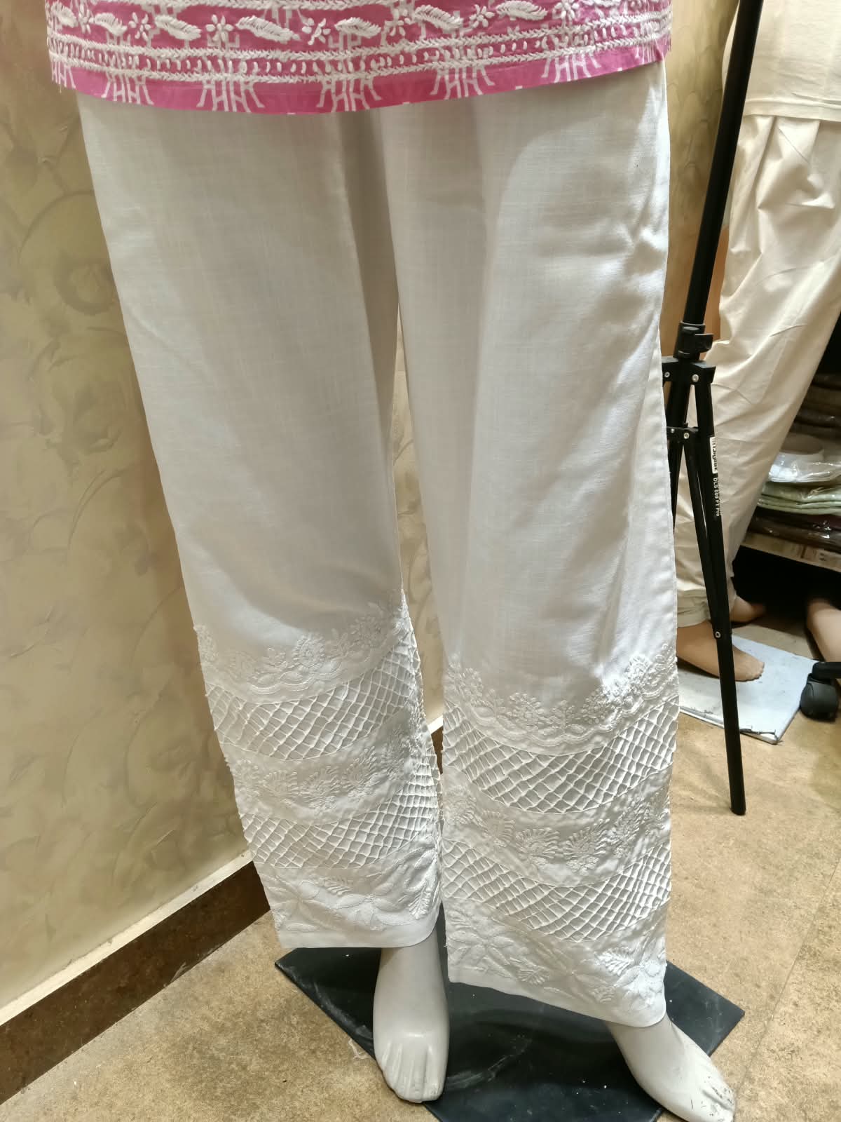 Lucknow Chikan Emporium Hand Chikankari soft skin friendly cotton white palazzo