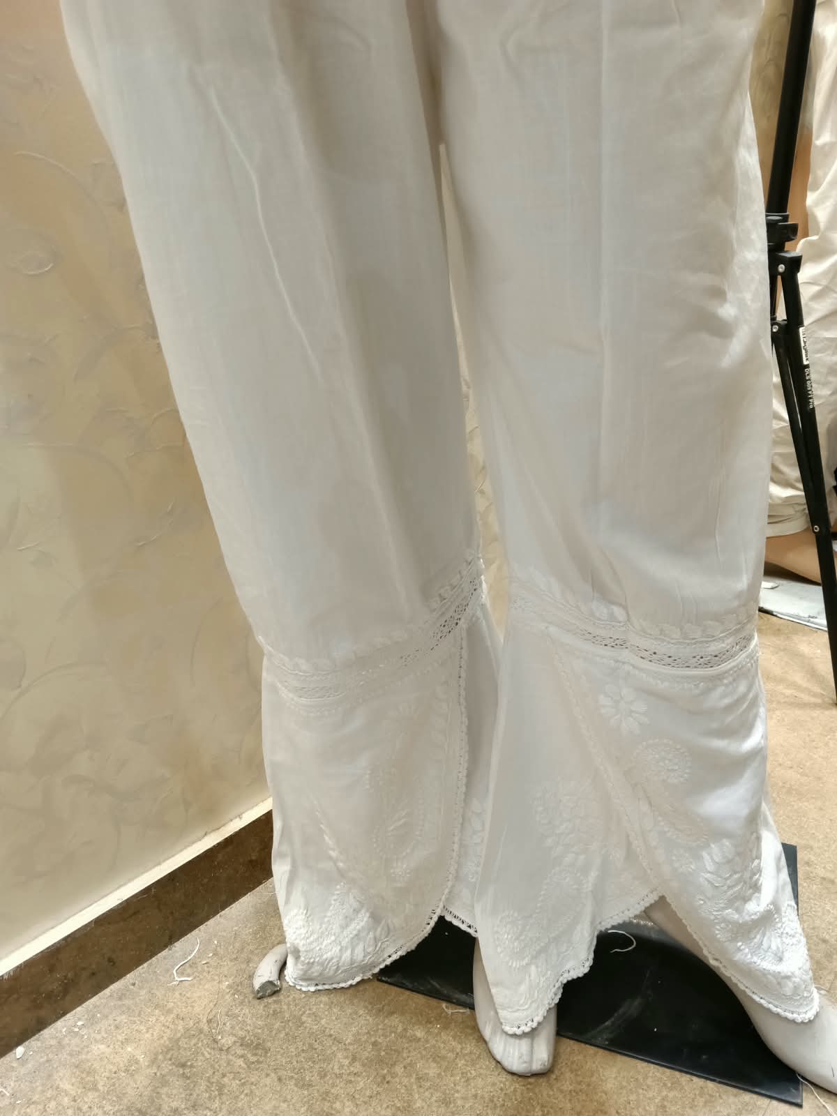 Lucknow Chikan Emporium Hand Chikankari soft skin friendly cotton white palazzo