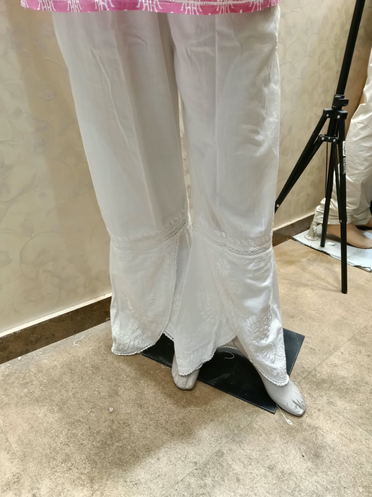 Lucknow Chikan Emporium Hand Chikankari soft skin friendly cotton white palazzo