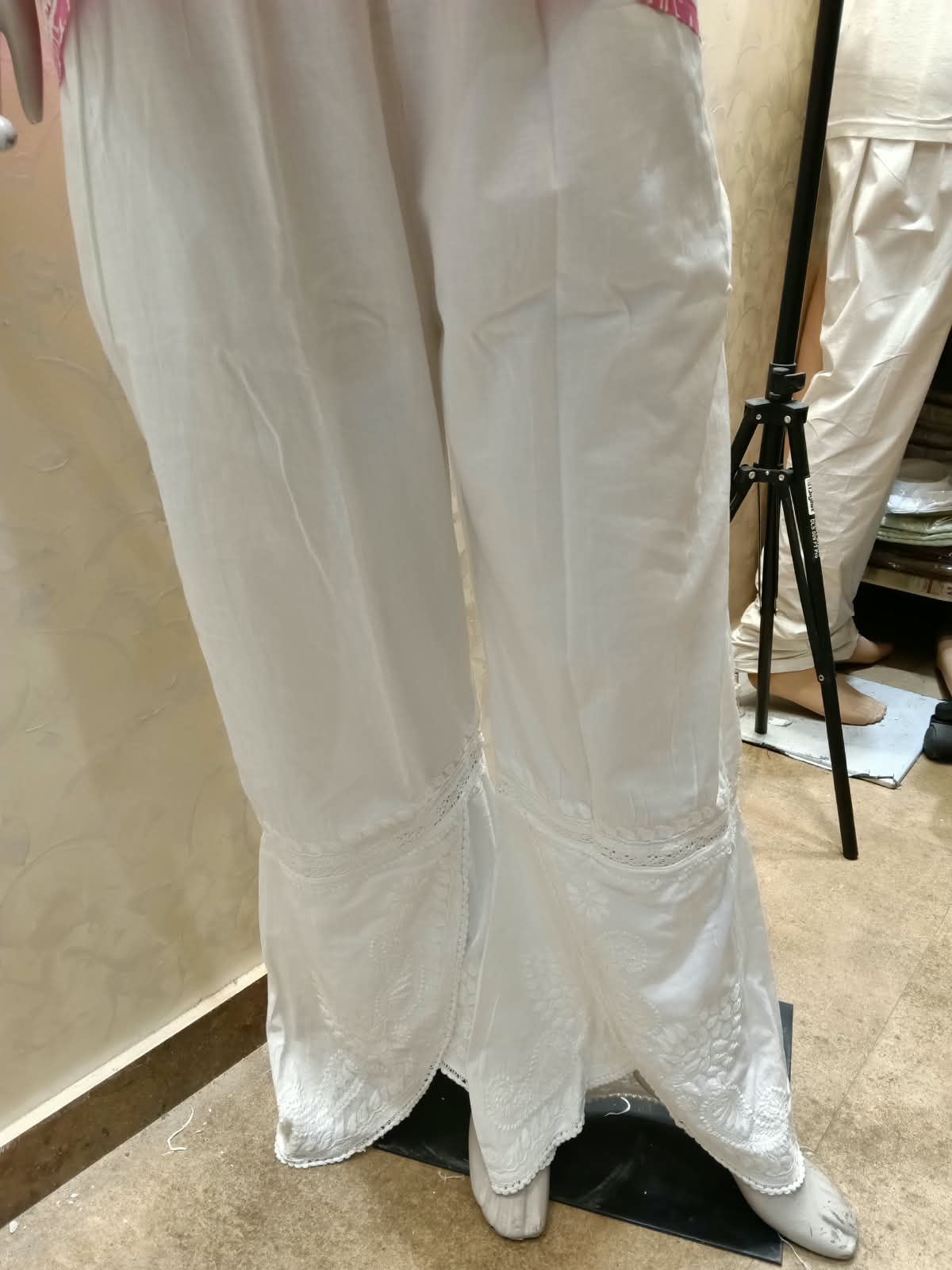 Lucknow Chikan Emporium Hand Chikankari soft skin friendly cotton white palazzo