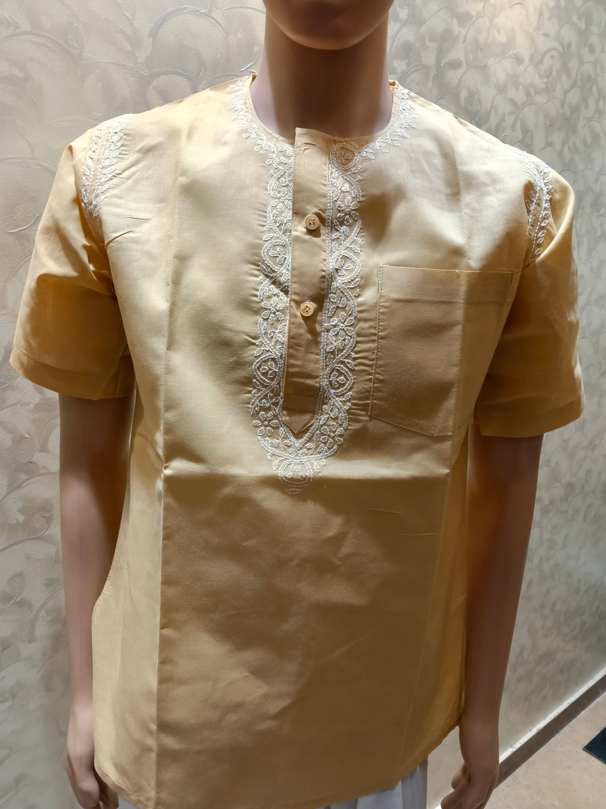 Nice Hand Chikankari Cotton Short Kurta Light Yellow Colour Lucknow Chikan Emporium.