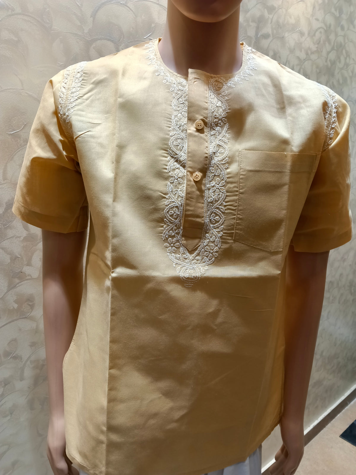 Nice Hand Chikankari Cotton Short Kurta Light Yellow Colour Lucknow Chikan Emporium.