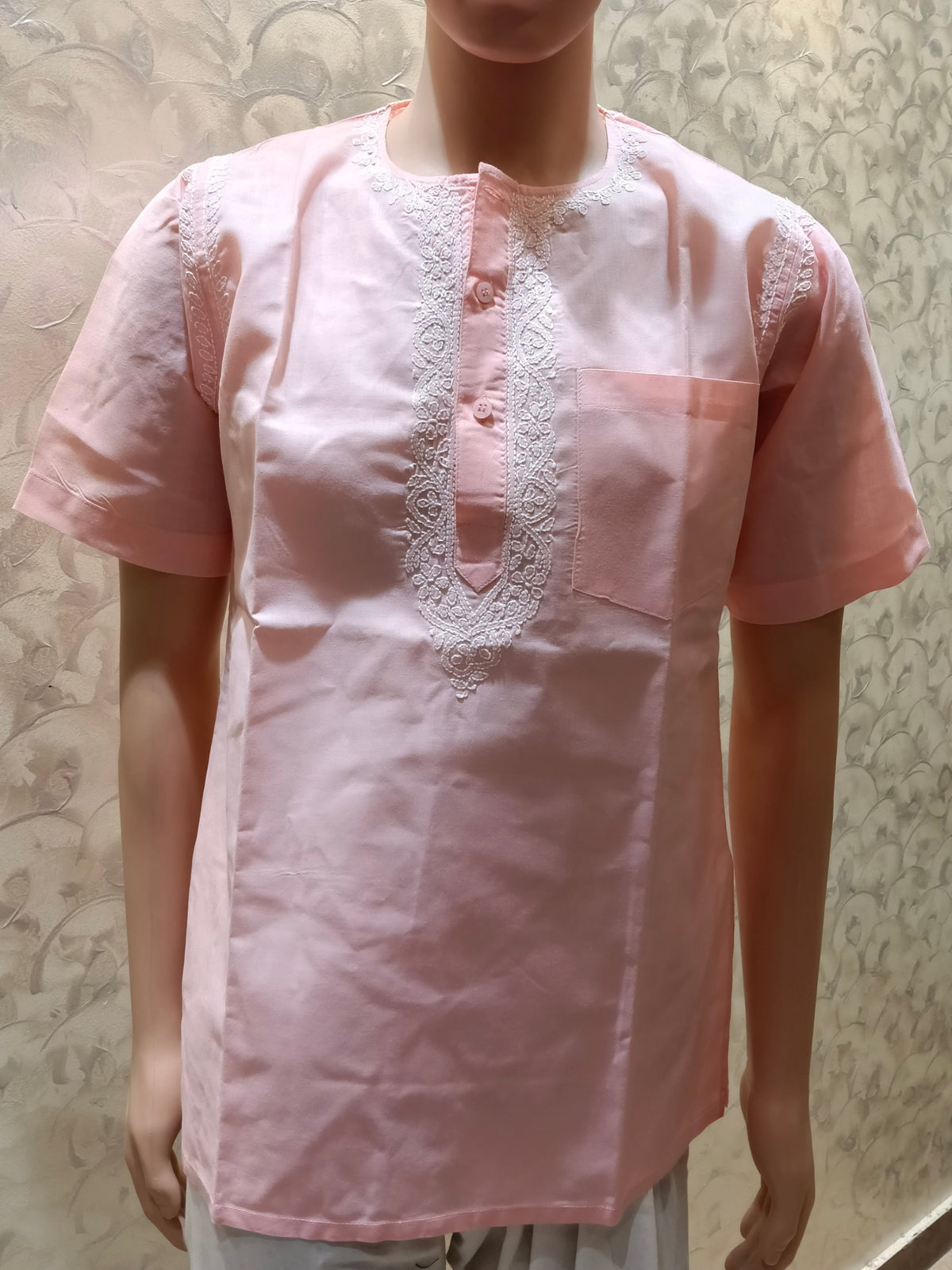 Nice Hand Chikankari Cotton Short Kurta Light Pink Colour Lucknow Chikan Emporium.