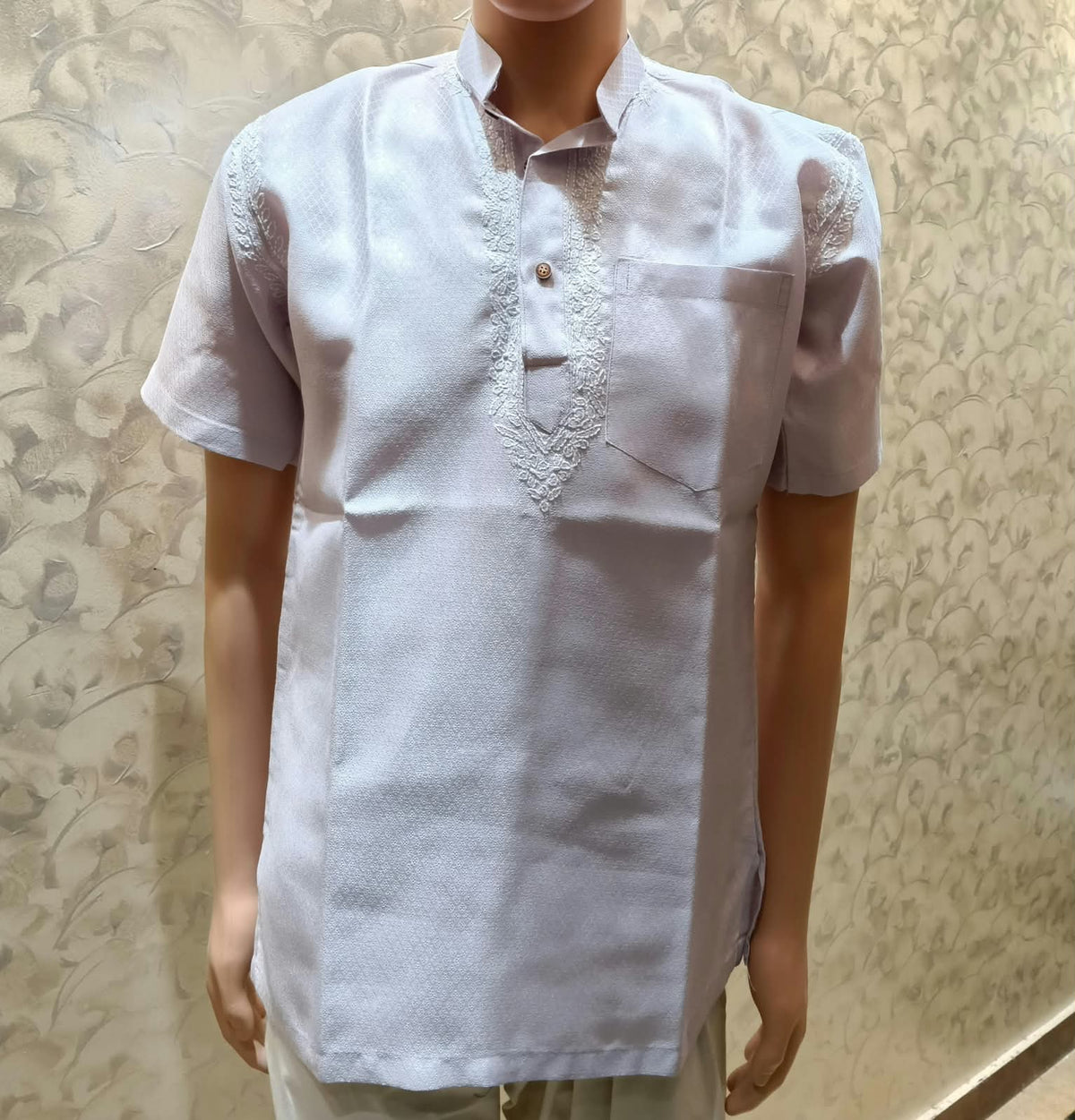 Nice Hand Chikankari Cotton Short Kurta Light Lavender Colour LUCKNOW CHIKAN EMPORIUM.