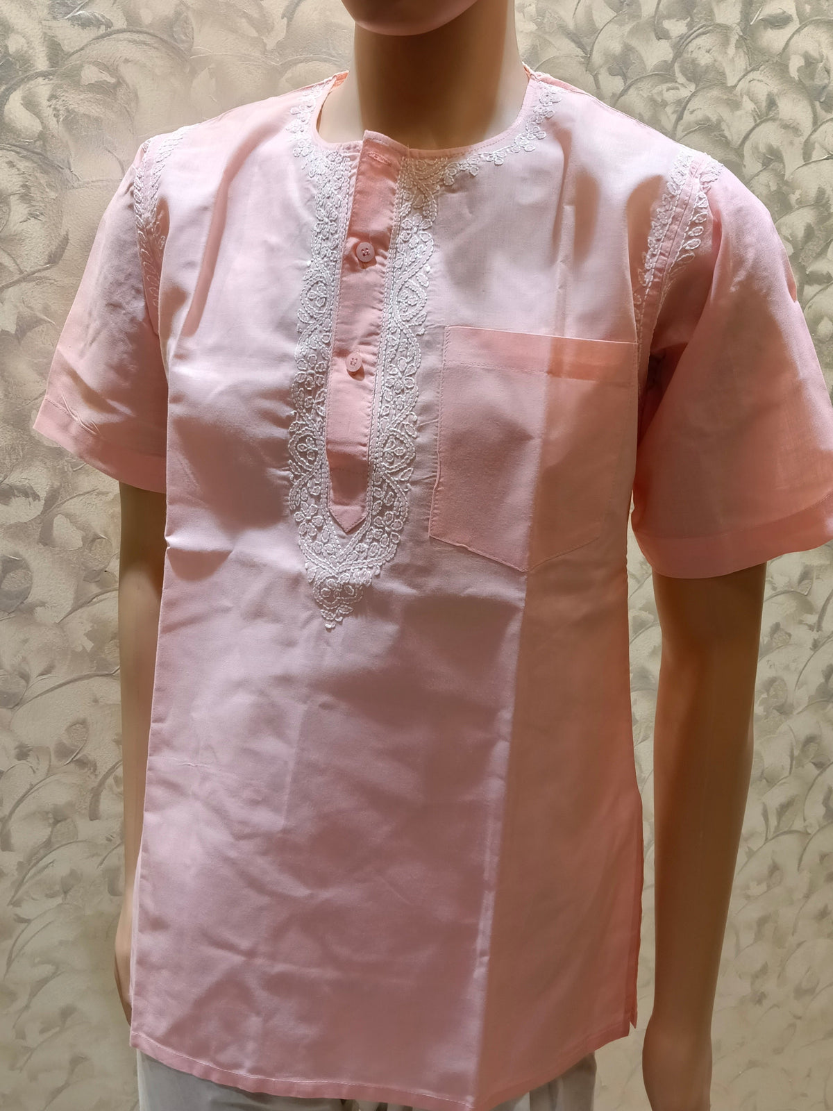 Nice Hand Chikankari Cotton Short Kurta Light Pink Colour Lucknow Chikan Emporium.