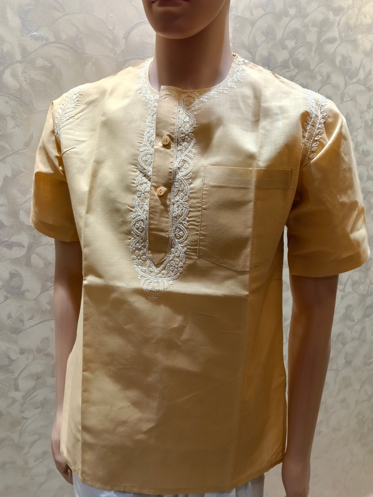 Nice Hand Chikankari Cotton Short Kurta Light Yellow Colour Lucknow Chikan Emporium.