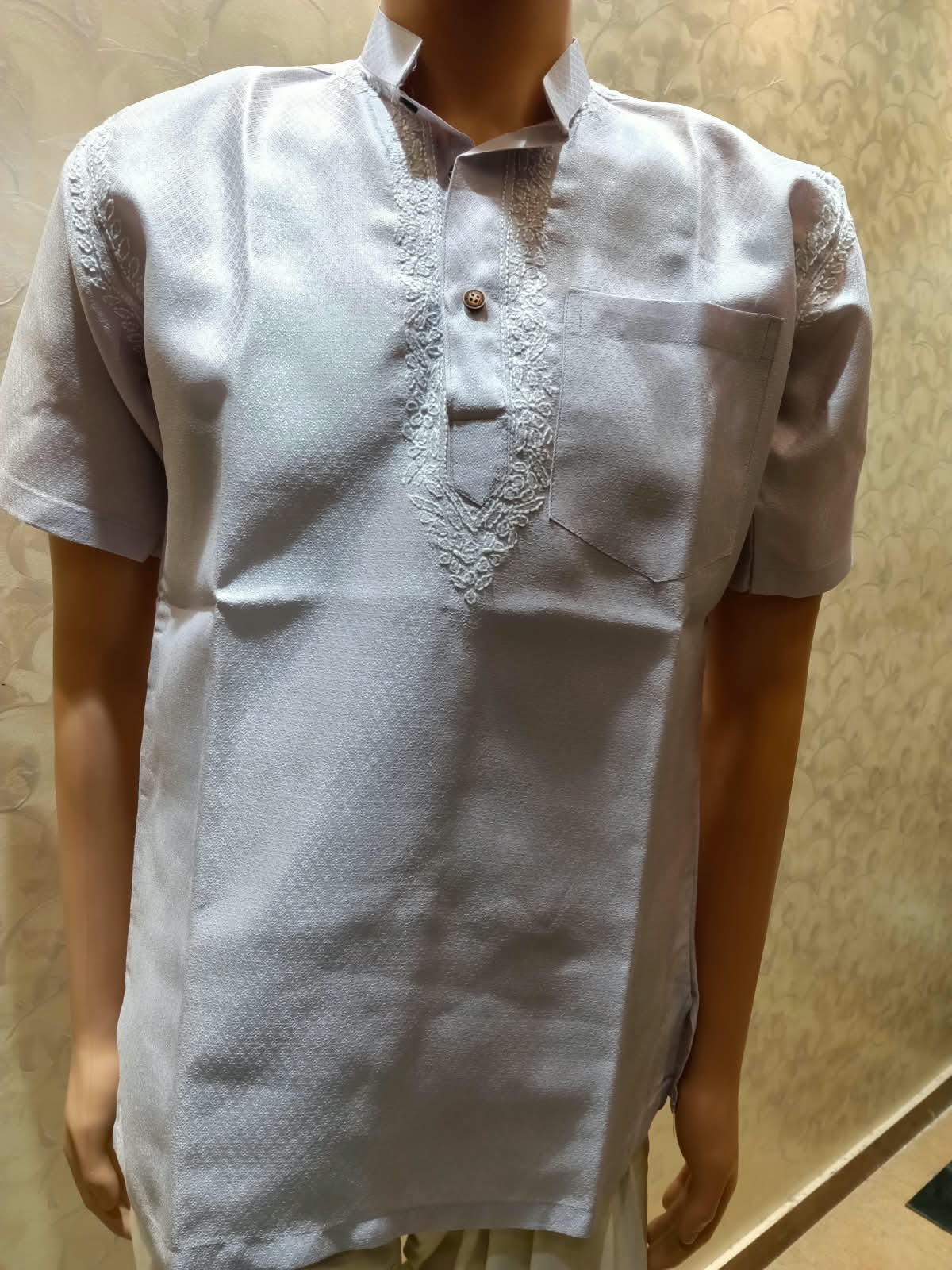 Nice Hand Chikankari Cotton Short Kurta Light Lavender Colour LUCKNOW CHIKAN EMPORIUM.