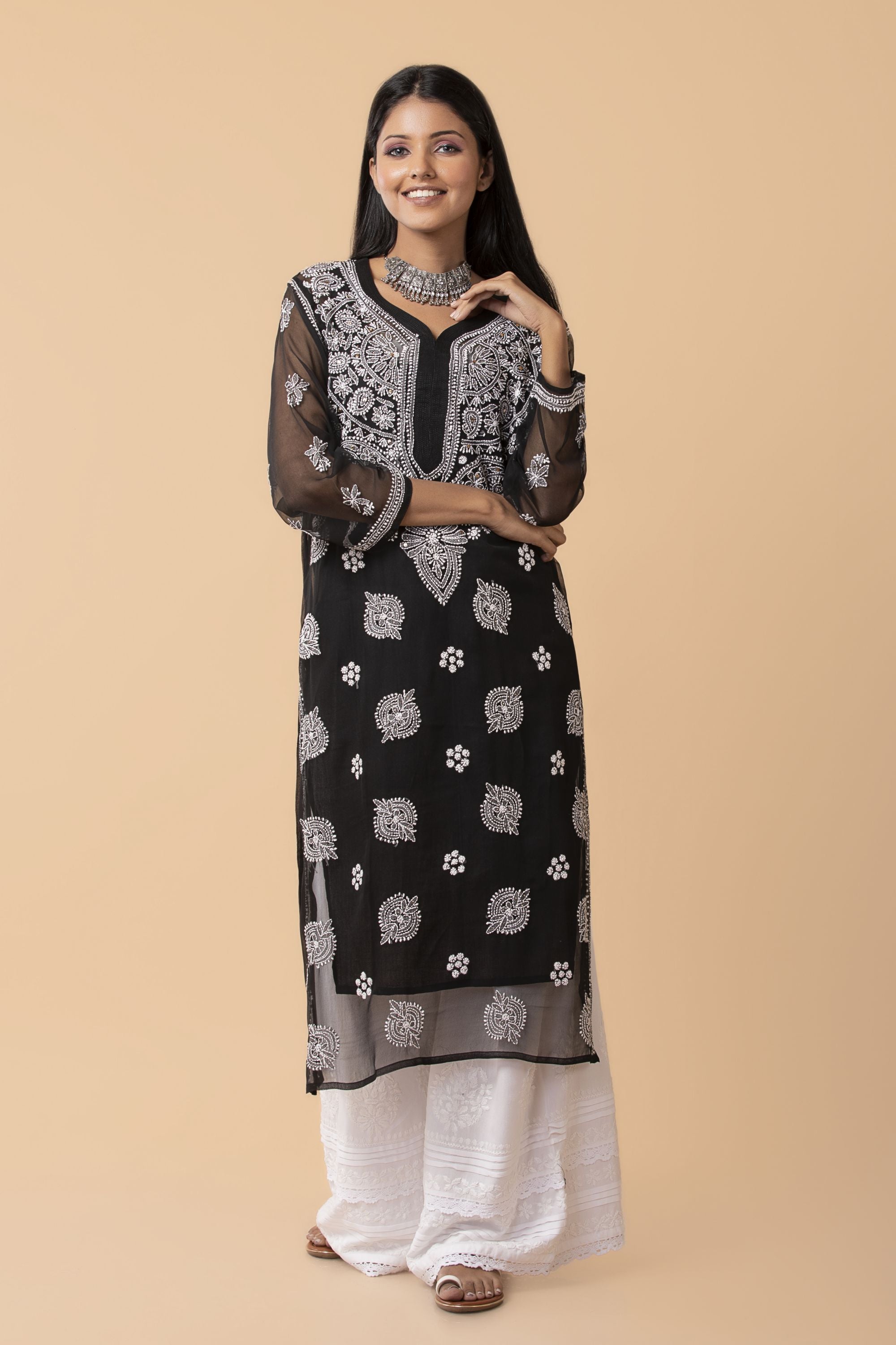 Shop Black Embroidered Kurti After Six Wear Online at Best Price | Cbazaar