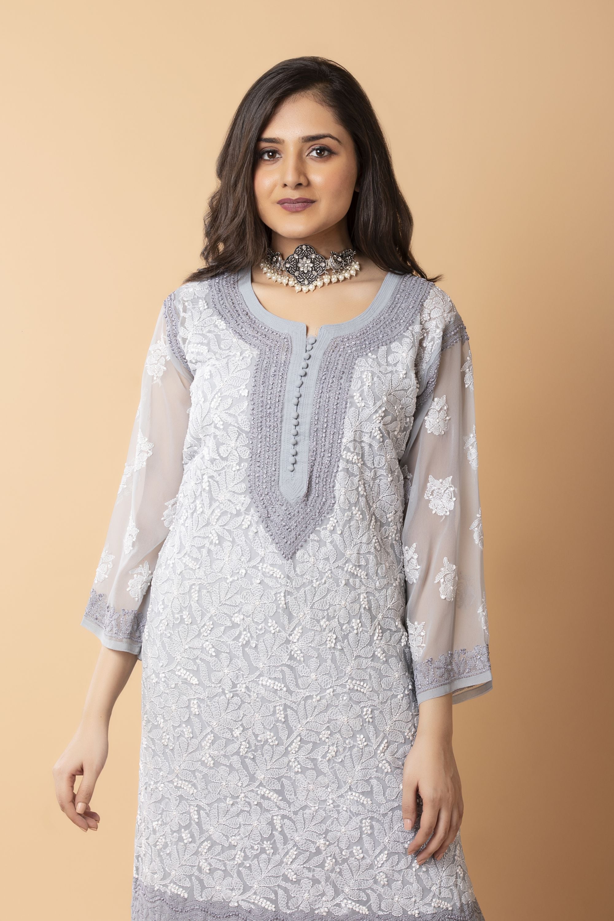 Premium chikankari mul Cotton Ombre Dyed Plus Size Kurta (#3019) - Vogue N  Trends - Buy the lucknowi chikankari online at lowest prices!!!