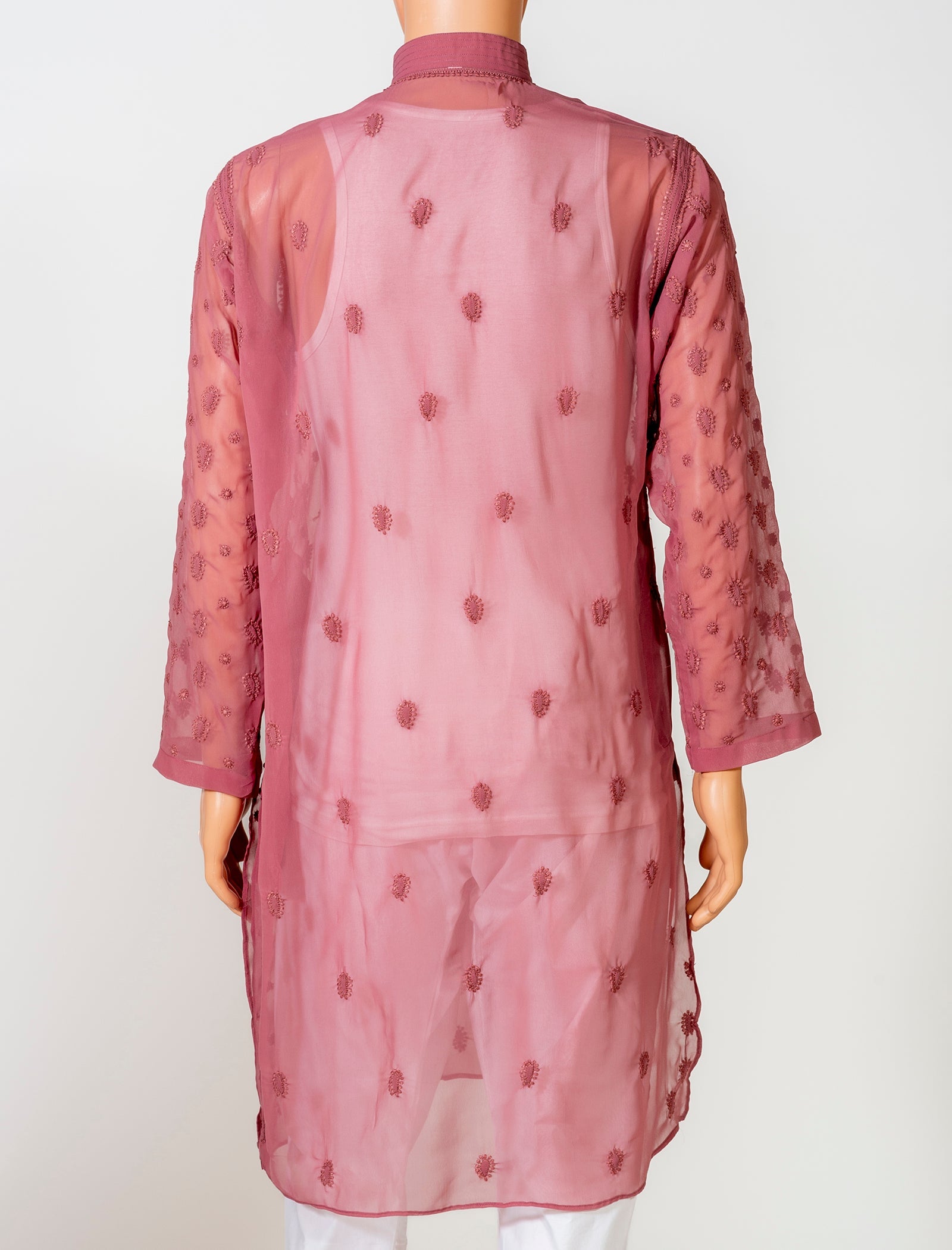 Pink Buttoned Front Kurta Pajama In Woven Design Latest 845MW45