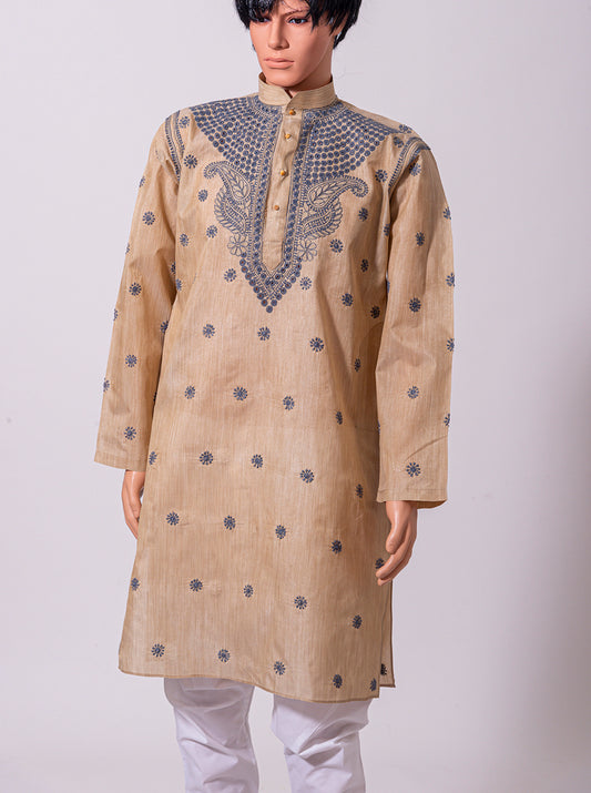 Lucknow Chikan Emporium Natural Silk Color Mens Kurta