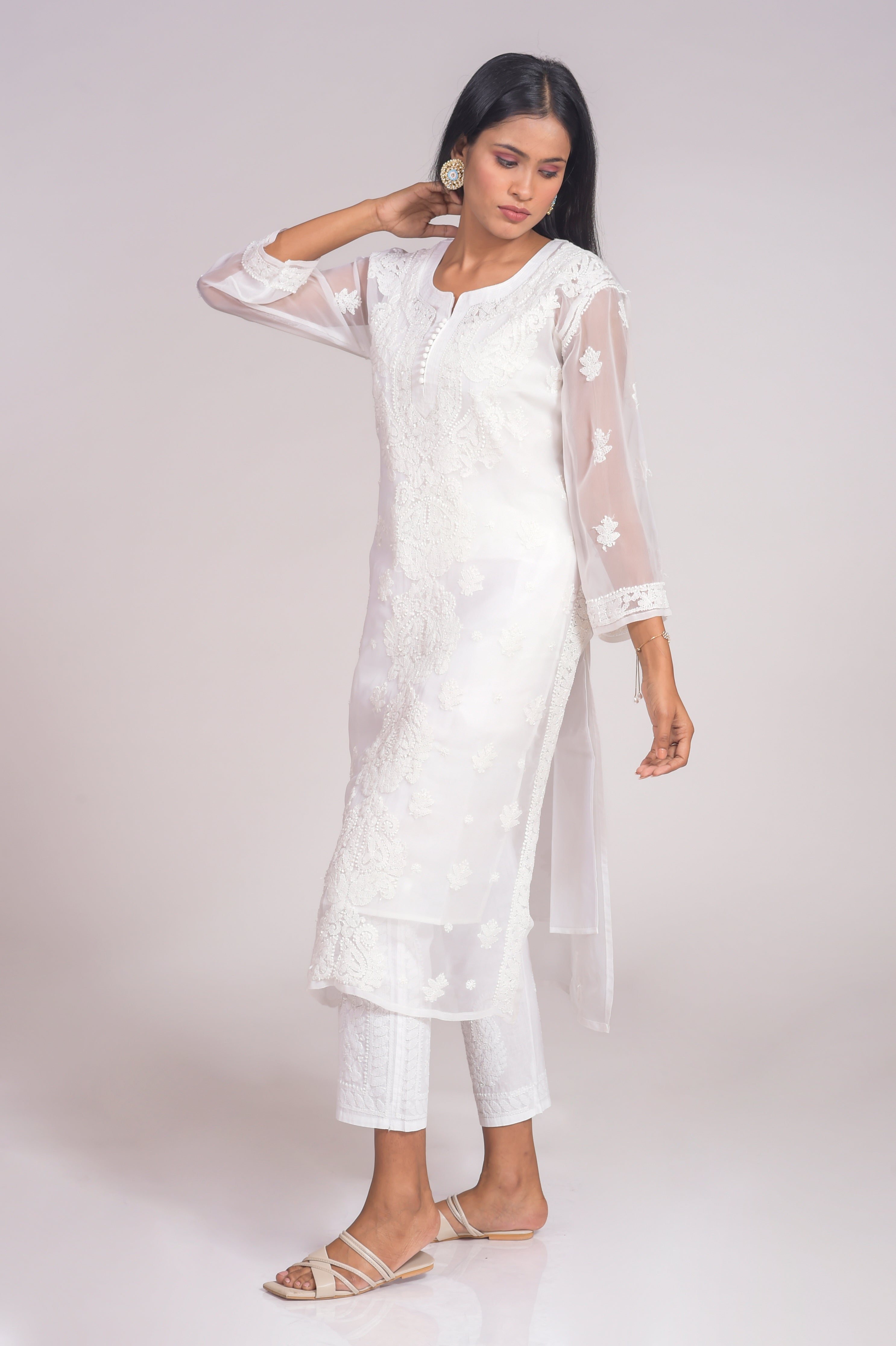 Handmade Kota Cotton Straight Chikankari Kurti White Chikankari Kurti for  Women Lucknow Chikankari Dress for Her Indian Ethnic Wear IYANHT - Etsy