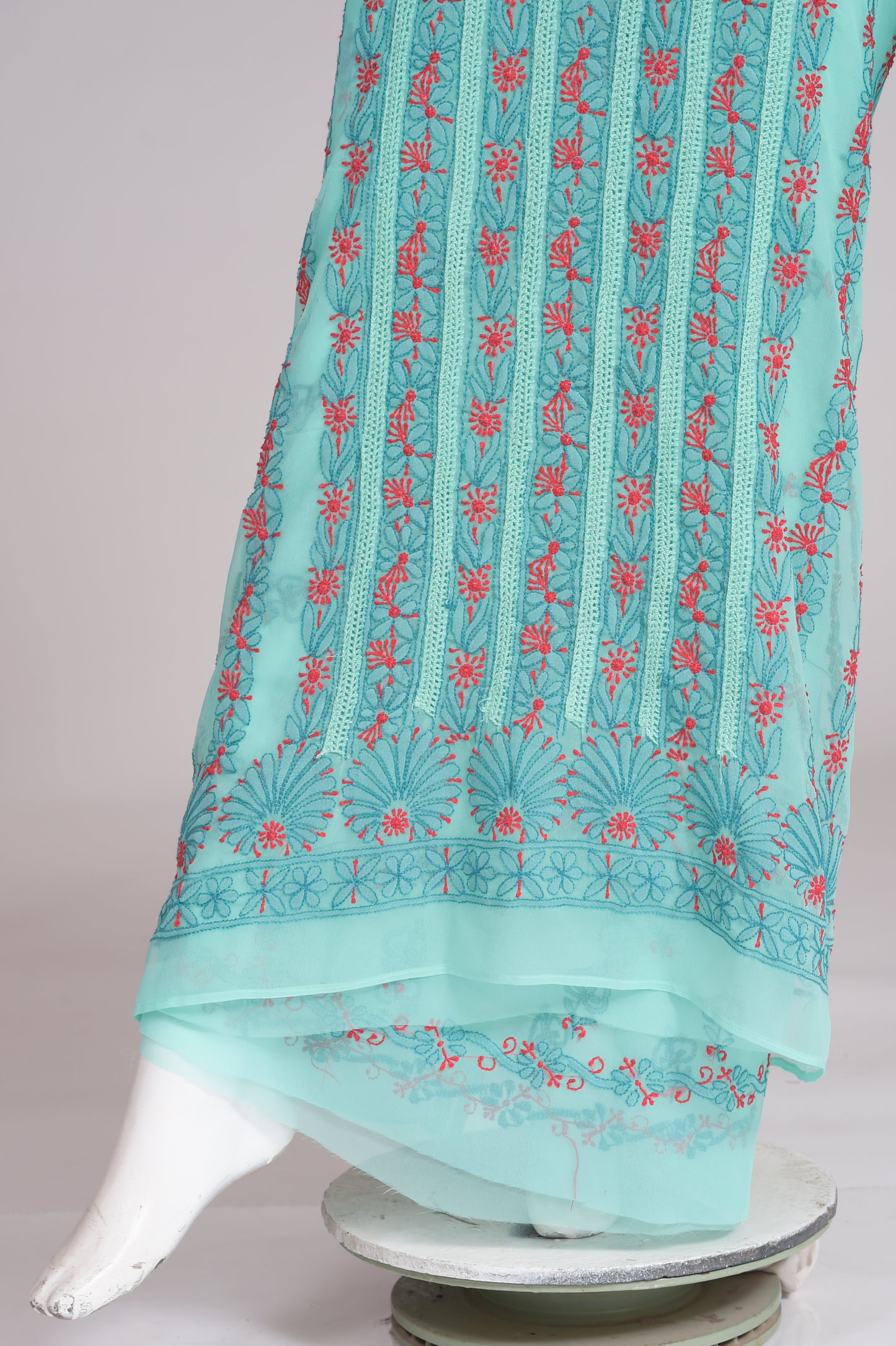 Semi Georgette skin friendly Blue Color Hand Embroidered Lucknowi Chikan  Unstitched Suits