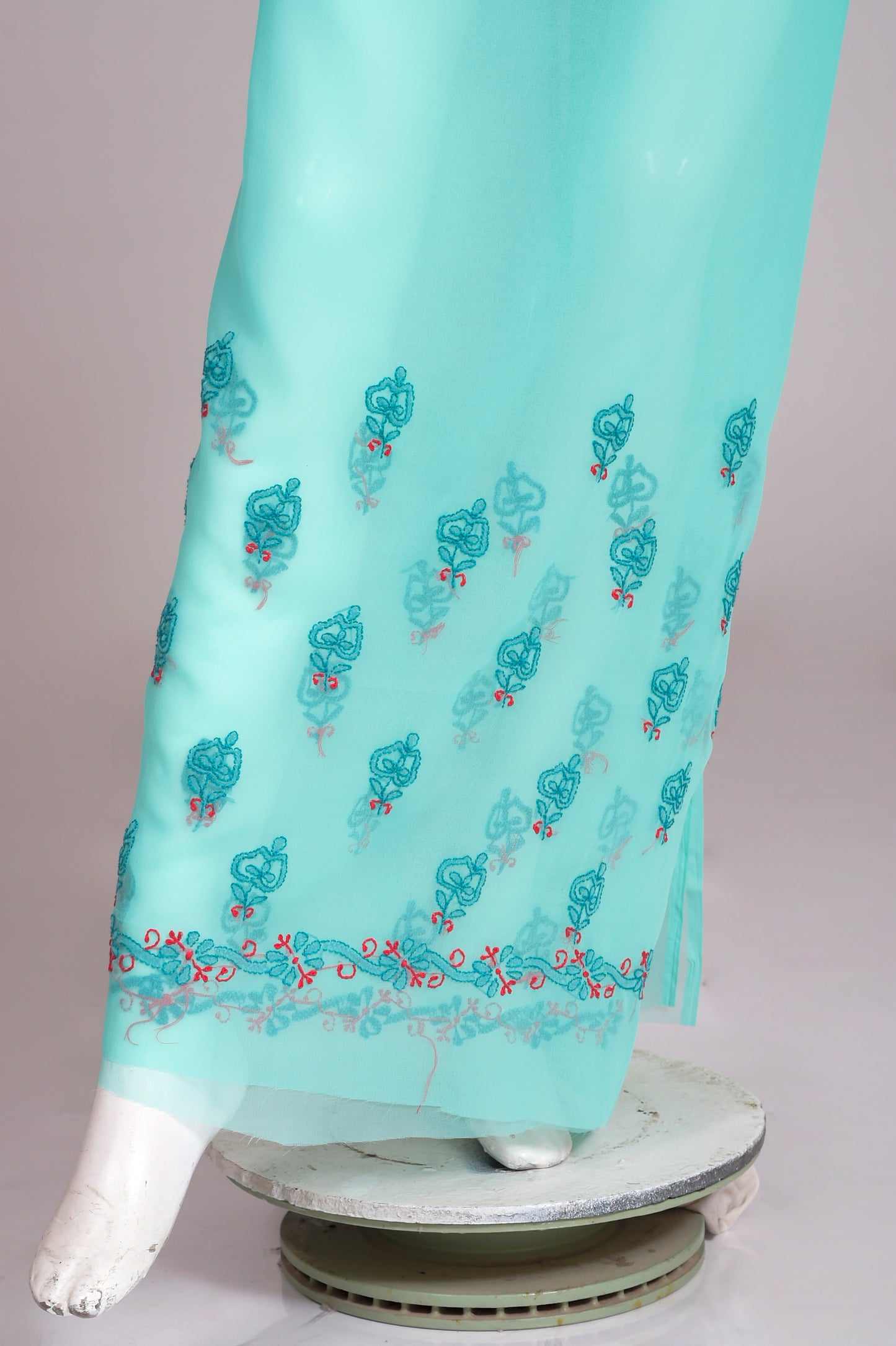 Semi Georgette skin friendly Blue Color Hand Embroidered Lucknowi Chikan  Unstitched Suits