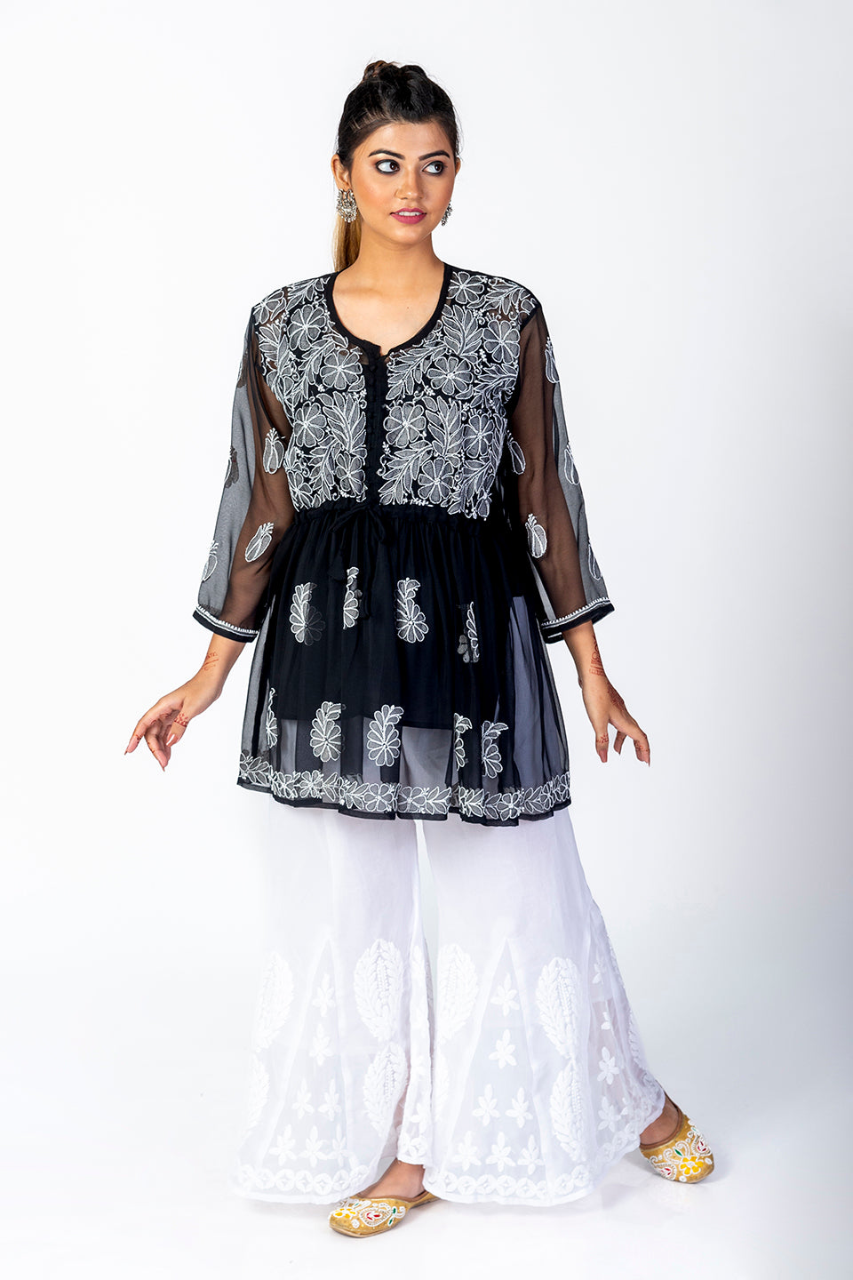 ADA Kurtis : Buy ADA ethnic Handmade embroidery Mauve Georgette Lucknow  Chikan Kurti & Slip (Set of 2) A211683 Online | Nykaa Fashion