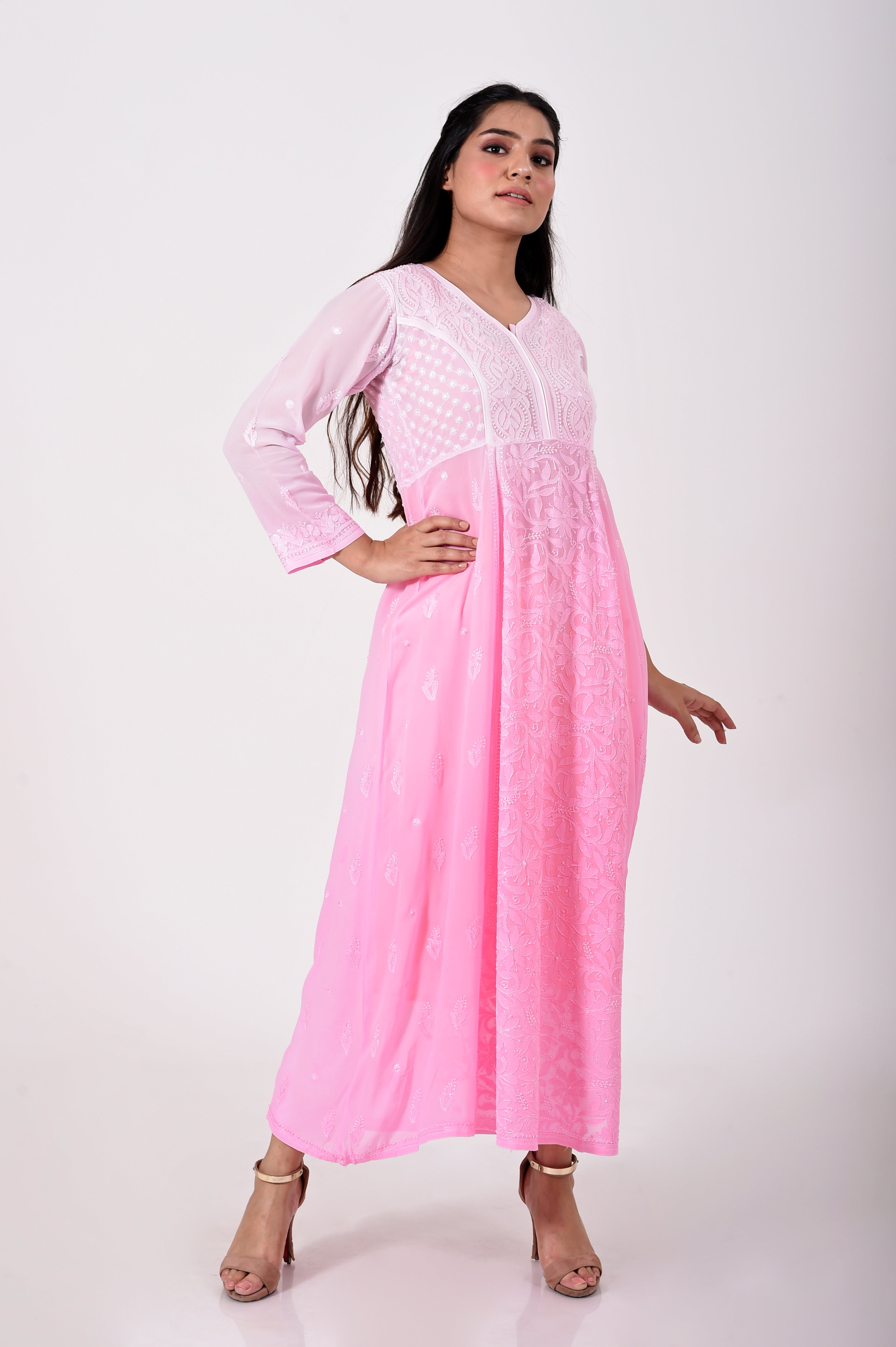 Buy Light Pink Cottan Slub Embroidery Kurti - Umi Online at Best Price |  Distacart