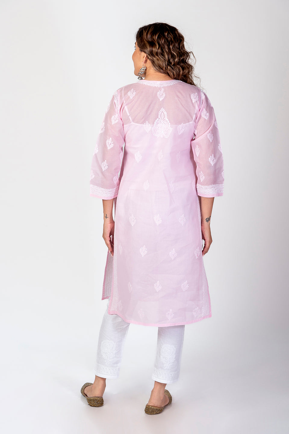 Nice Hand Chikankari Lucknowi Cotton Kurti (Nice Pink Color) Lucknow Chikan Emporium.