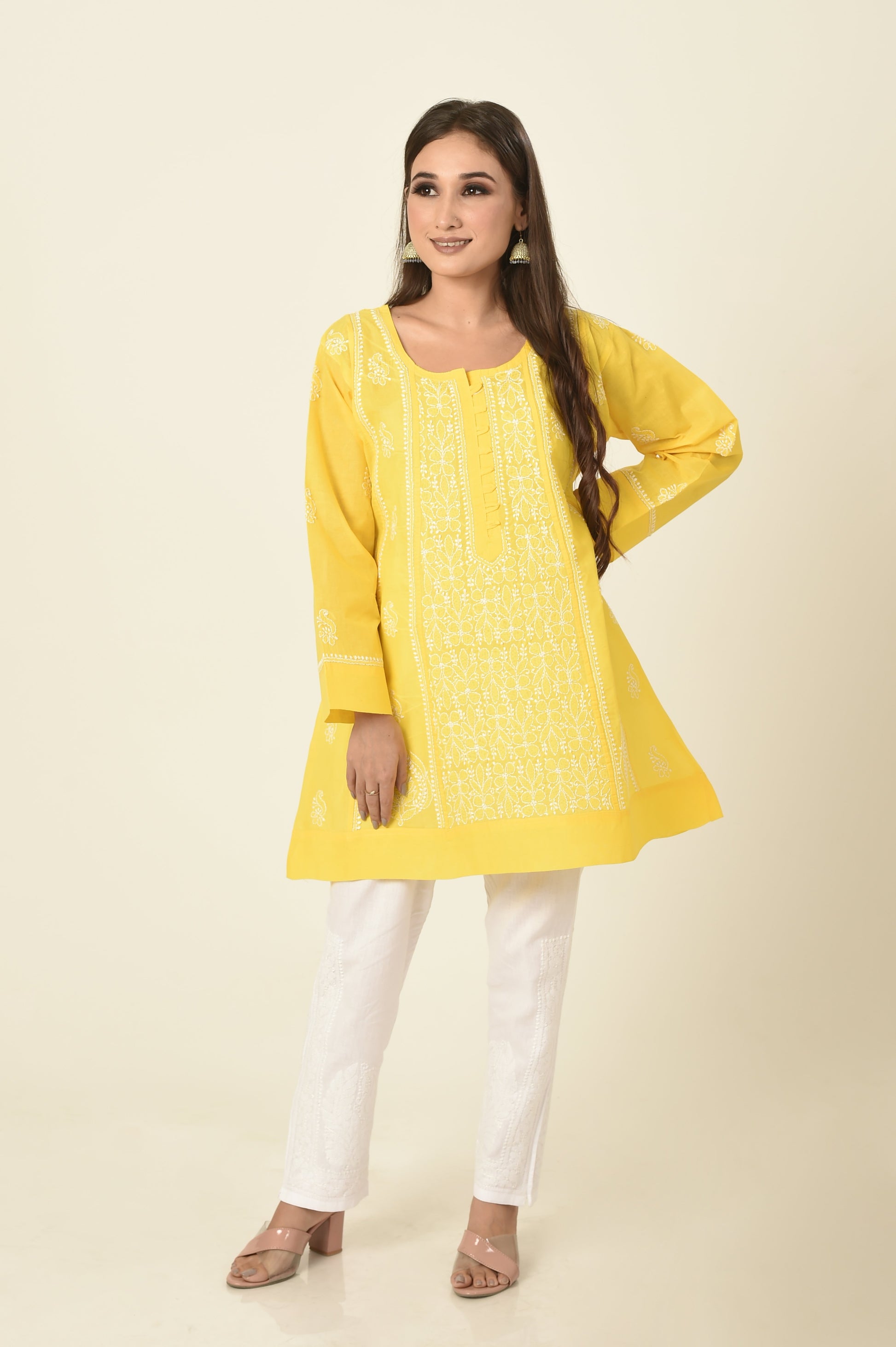 lucknow-chikan-emporium-hand-chikankari-kurti-nice-yellow