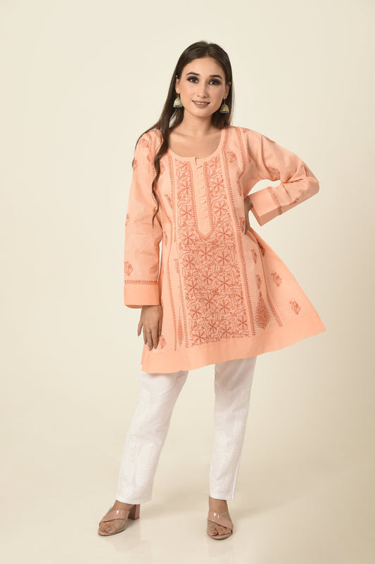 lucknow-chikan-emporium-hand-chikankari-kurti-nice-peach