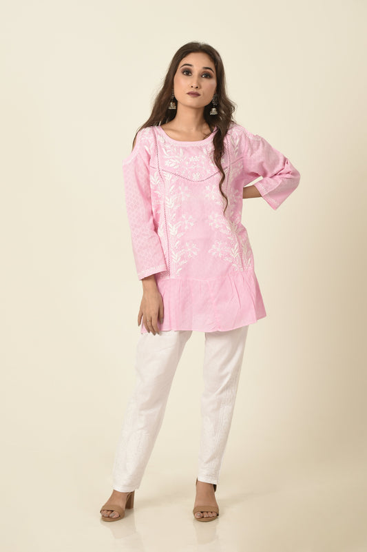 lucknow-chikan-emporium-hand-chikankari-kurti-nice-pink