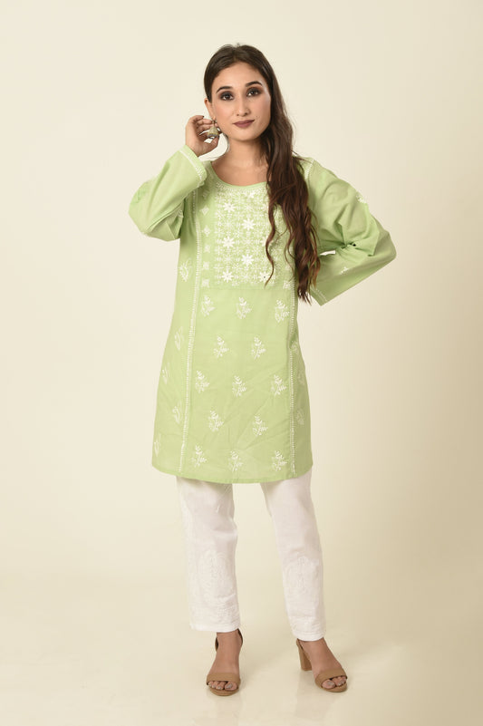 lucknow-chikan-emporium-hand-chikankari-kurti-nice-green