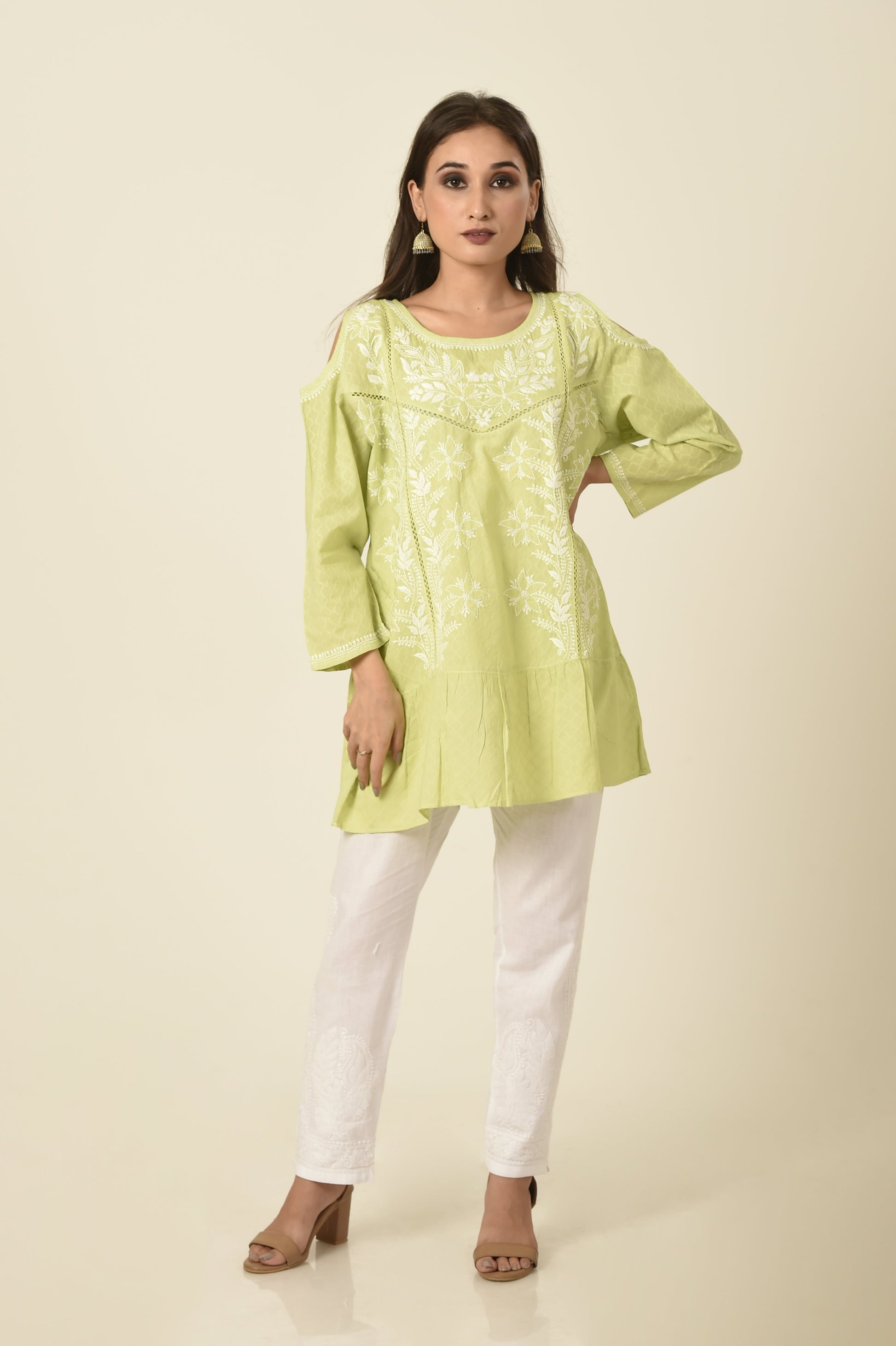 lucknow-chikan-emporium-hand-chikankari-kurti-nice-green