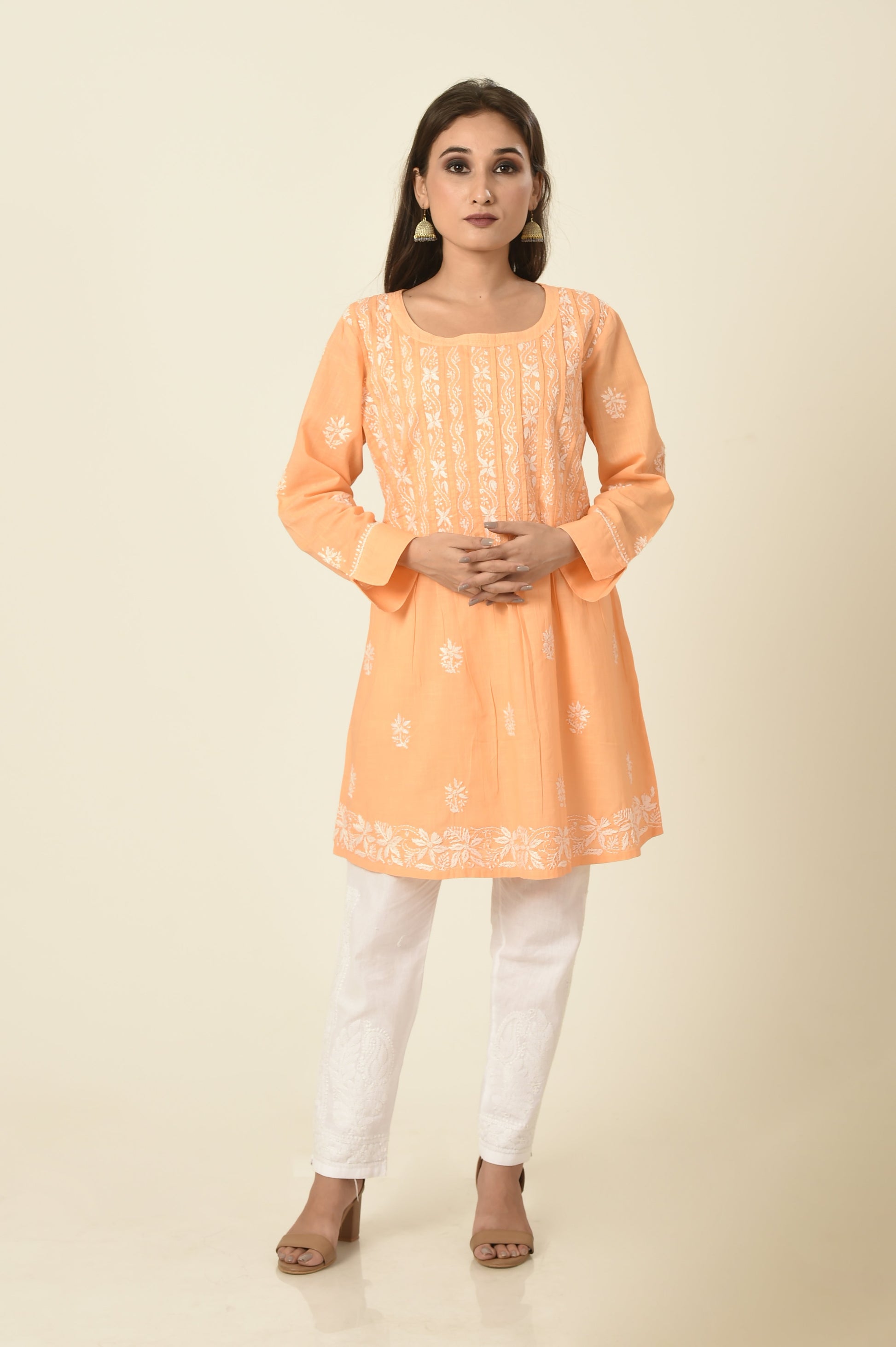 lucknow-chikan-emporium-hand-chikankari-kurti-nice-orange