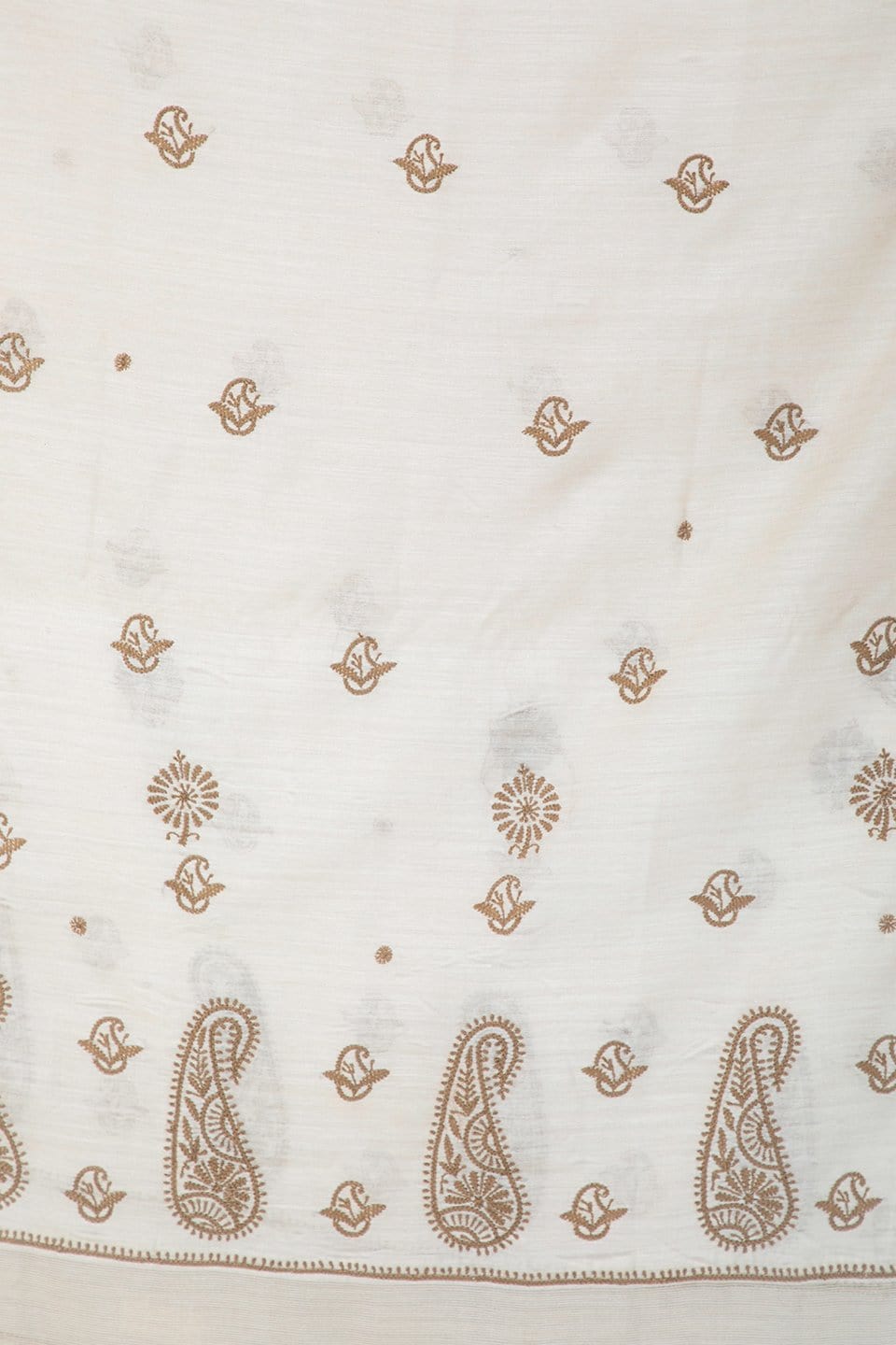 Lucknow Chikan Emporium Duppatta Cotton Brown Thread (Beige Color) 
