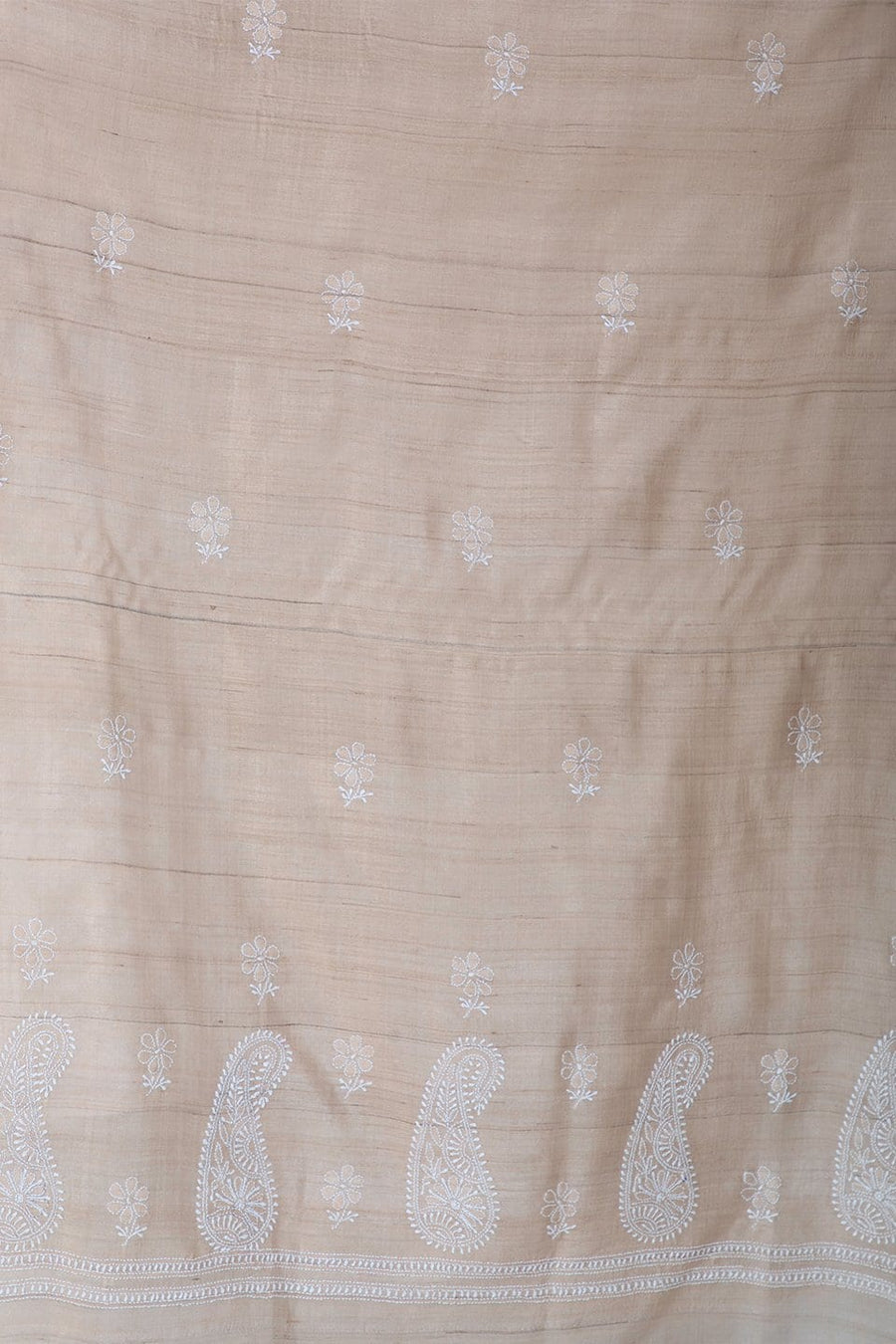 Lucknow Chikan Emporium Duppatta Cotton White Thread (Beige) 