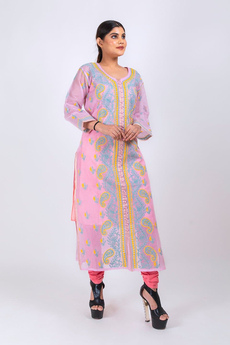 Lucknow Chikan Emporium Hand Chikankari Kurti (Elegant Kota) 
