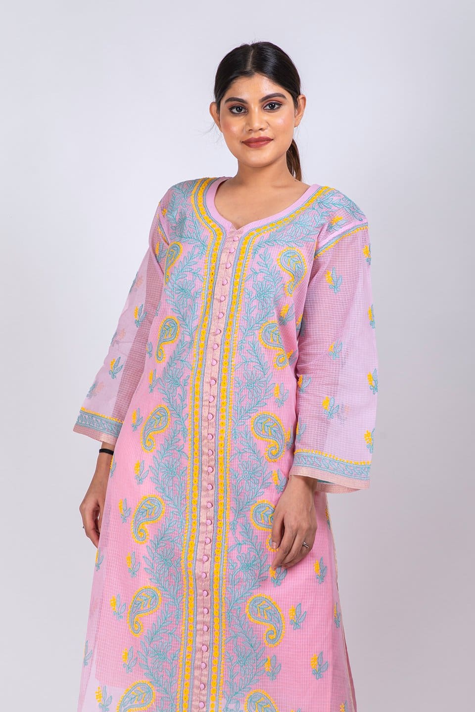 Lucknow Chikan Emporium Hand Chikankari Kurti (Elegant Kota) 