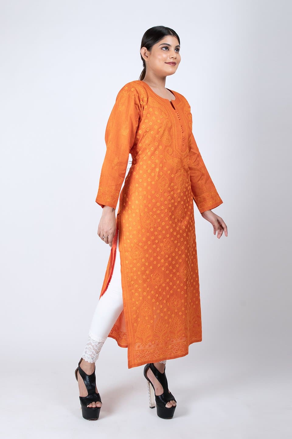 Buy Riara Women Long Gown with Pant Art Silk Ladies Ethnic Wear Polka Dot  Flared Full Length Dress Rust Orange Online at Best Prices in India -  JioMart.