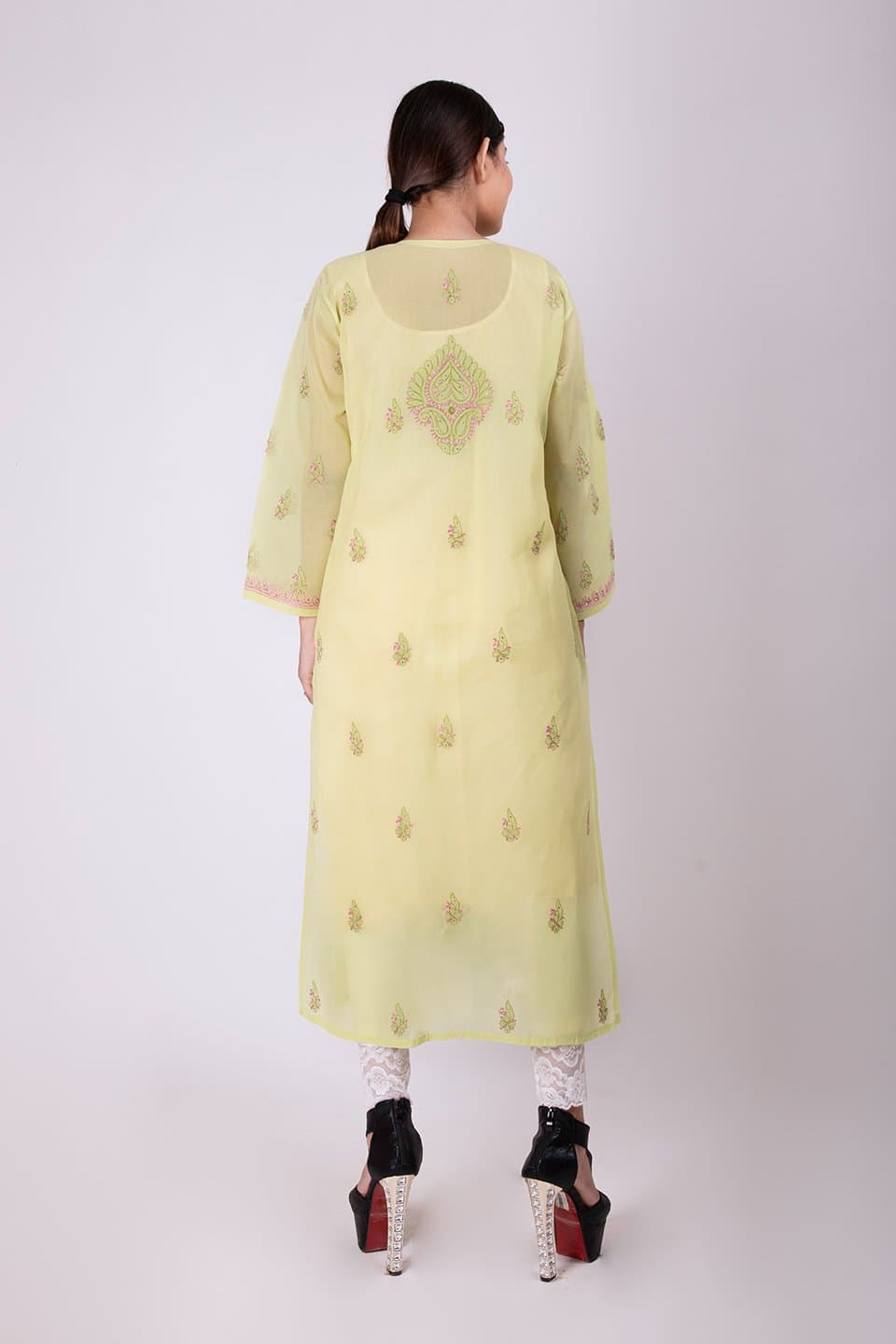 Lucknow Chikan Emporium Hand Chikankari Lucknowi Kurti (Sea Green Color) 