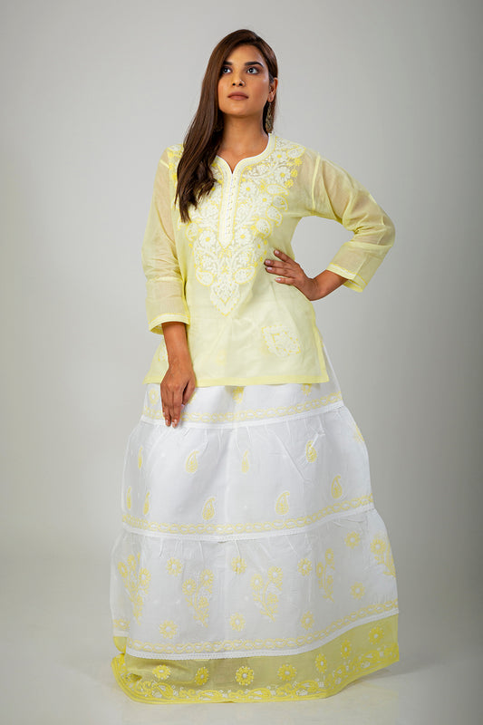 Lucknow Chikan Emporium Skirt Set