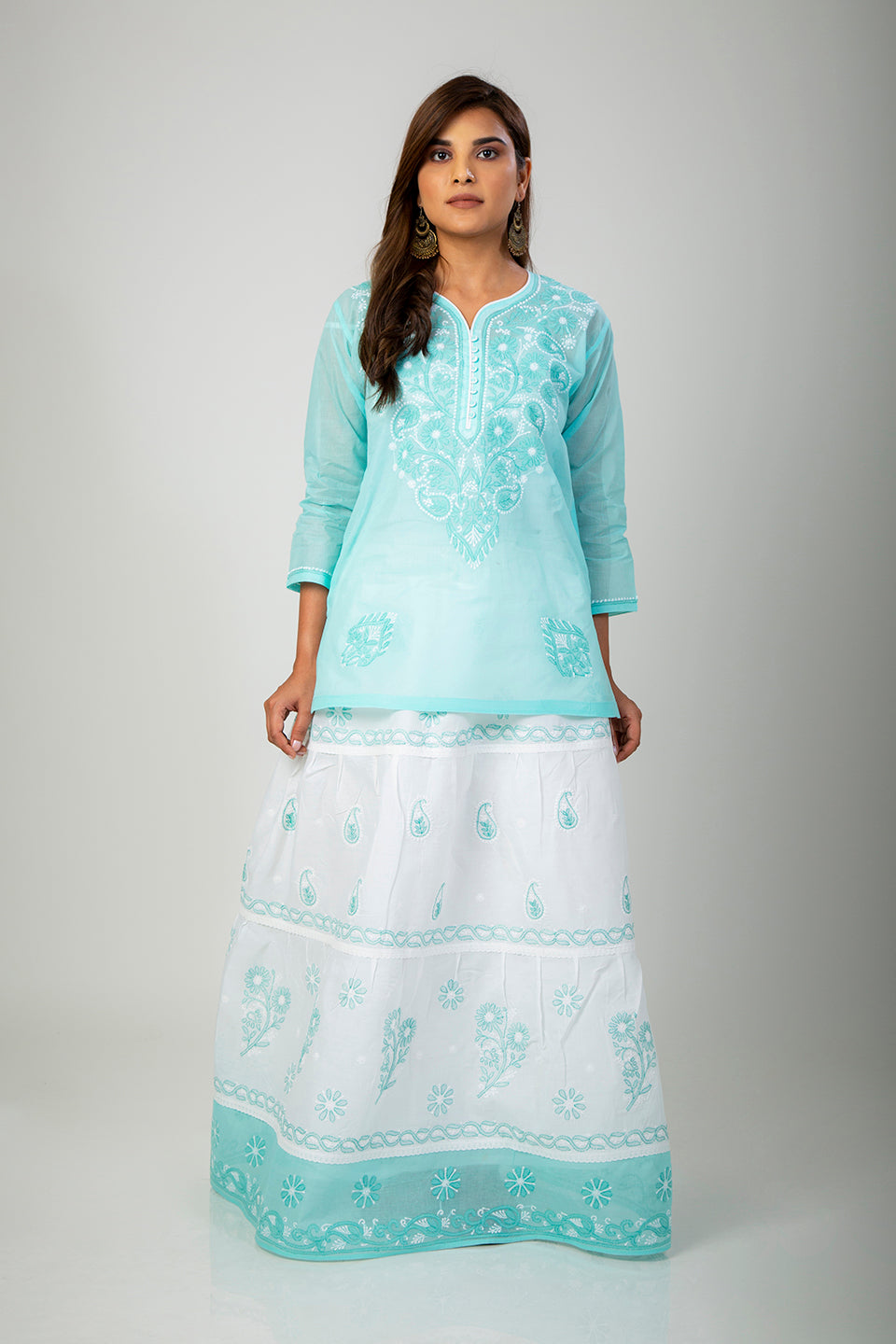 Lucknow Chikan Emporium Skirt set