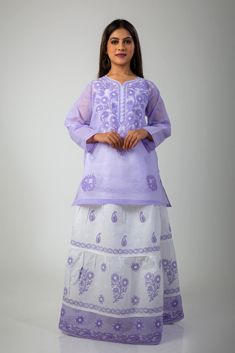 Lucknow Chikan Emporium Skirt  Set