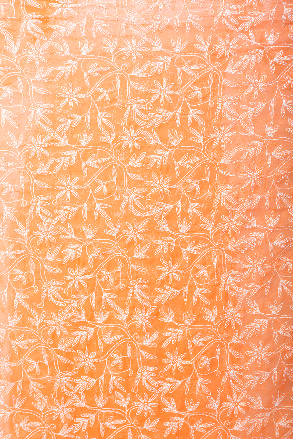 Semi Georgette Orange Chikan Dupatta