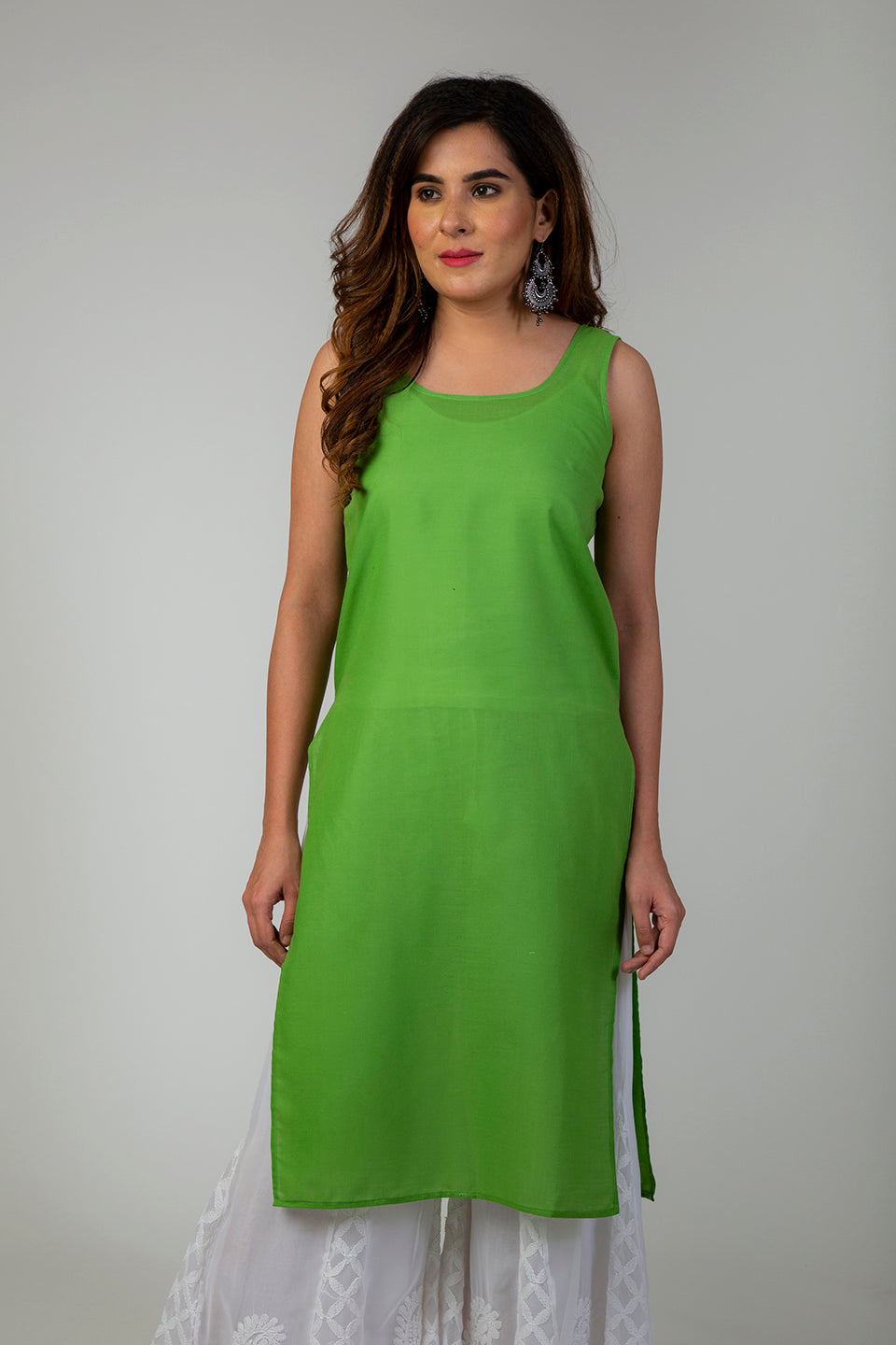 Chikan Green Slips For Women