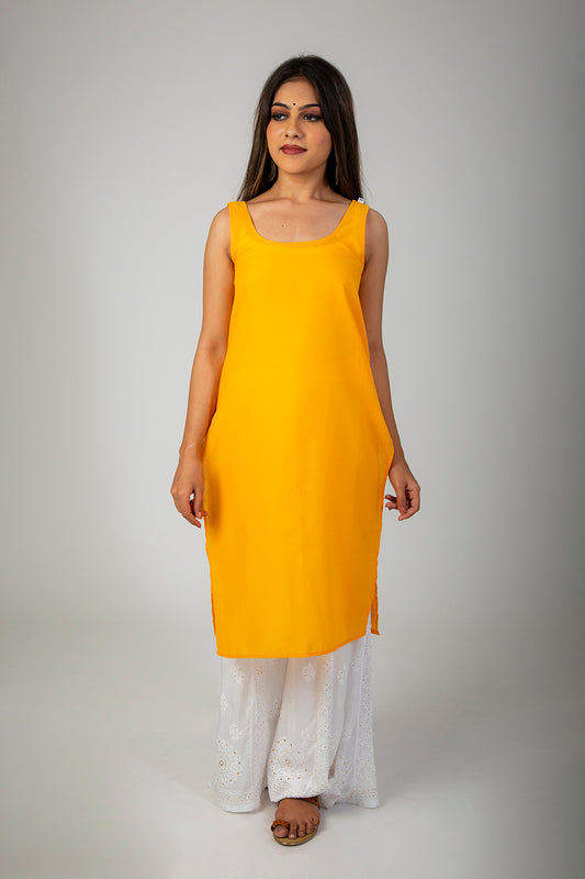 Chikan Dark Yellow Slips For Women